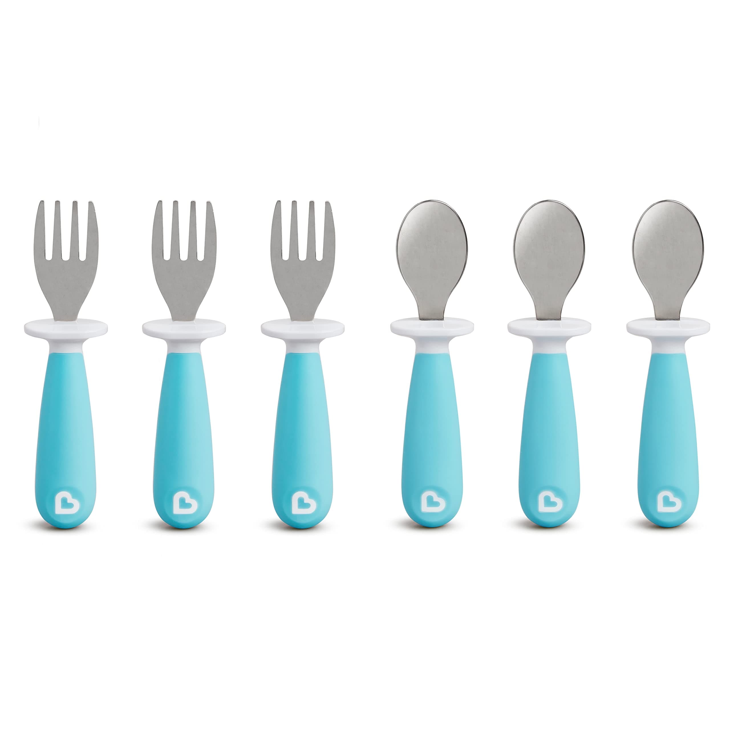 Raise™ Toddler Fork and Spoon Utensil Set, Rest Keeps Tip Off Table, BPA Free, 6 Pack, Blue