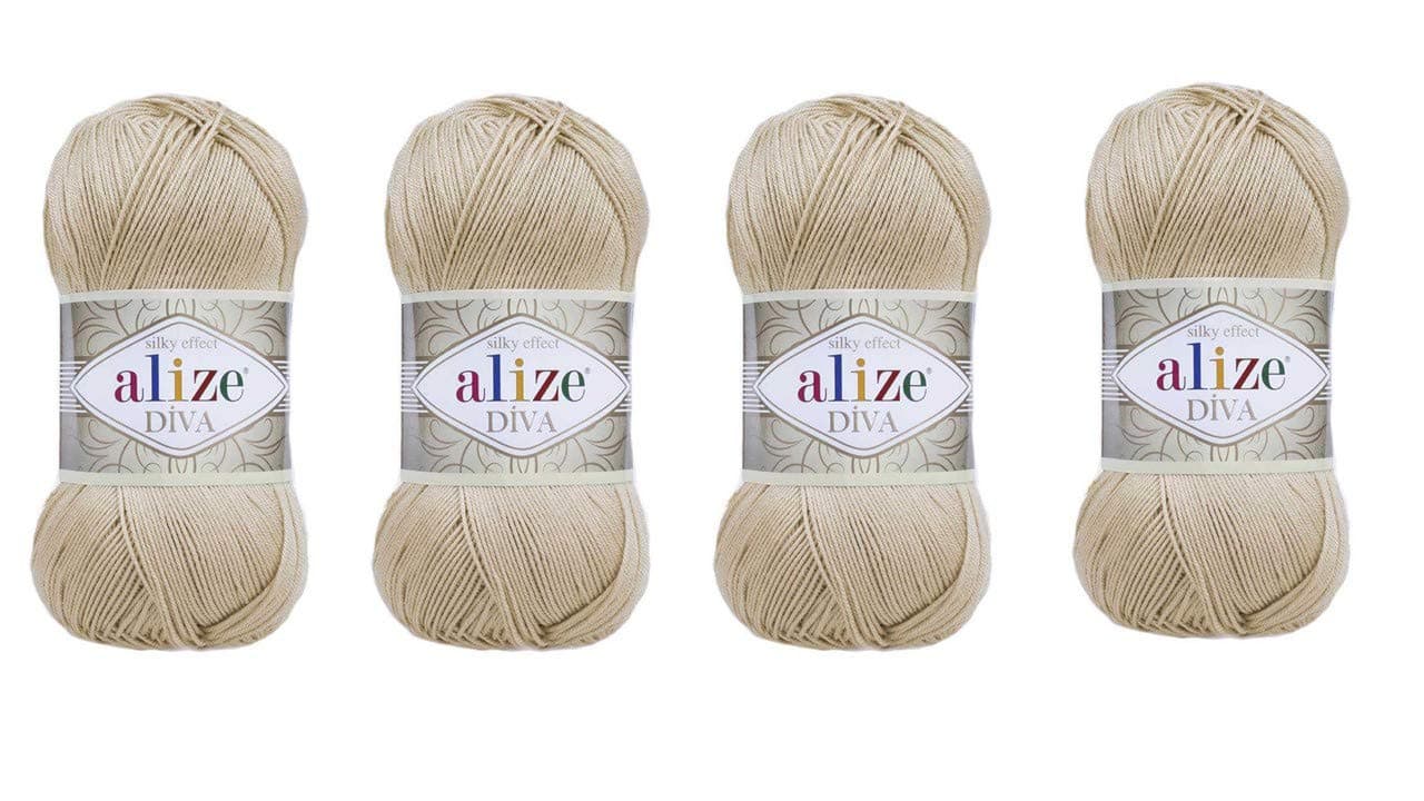 Hand Knitting Yarn 100% Microfiber Acrylic Yarn Alize Diva Silk Effect Thread Crochet Art Lace Craft Lot of 4 skeins 400gr 1532yds (368)