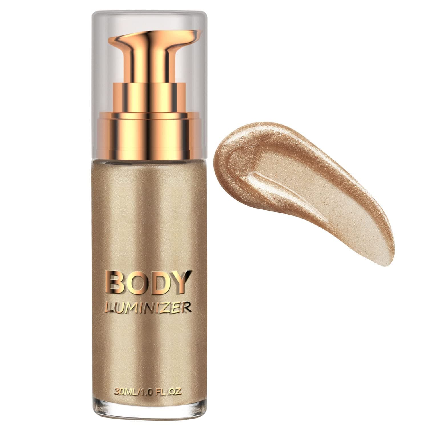 Body Luminizer, Highlighter Makeup Waterproof Moisturizing Glow Illuminator Liquid Foundation for Face & Body,Smooth Body Shimmer Lotion(#05 Champagne Gold)