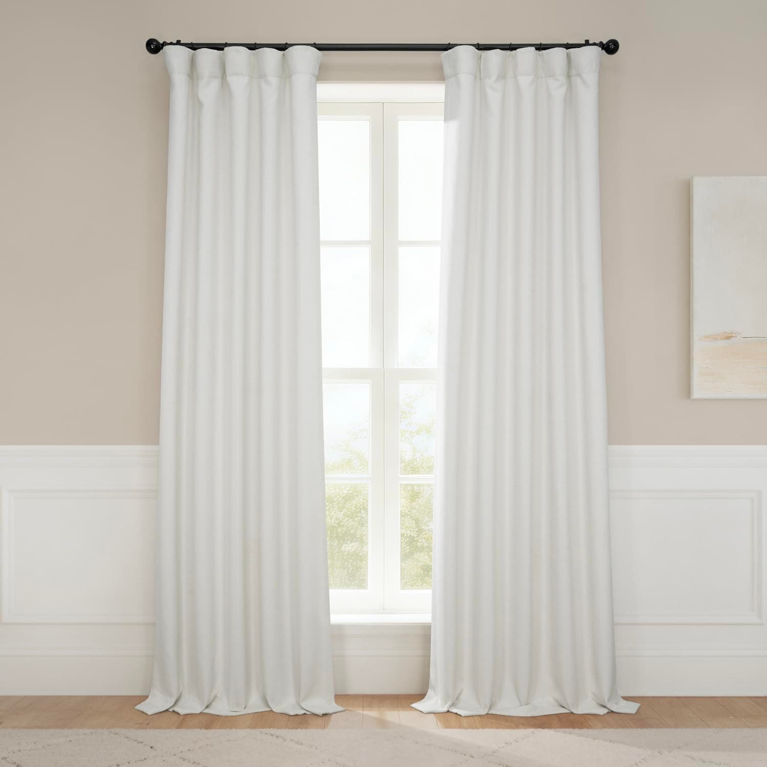 Faux Linen Curtains for Living Room (1 Panel) - 50W X 96L - Textured Room Darkening Curtains for Bedroom 96 Inches Long - Drapes for Home Decor, Birch