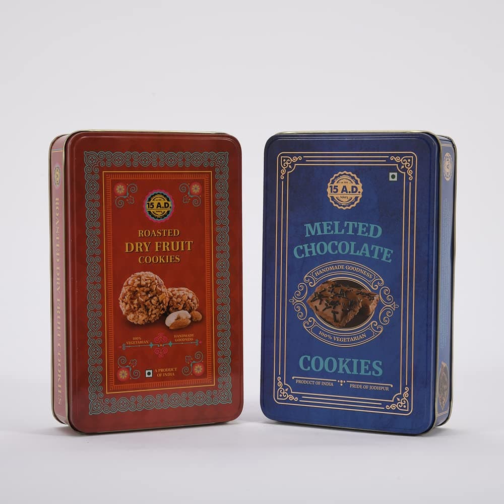 15 A.D. Bakery LLP Roasted Dry Fruit & Melted Chocolate Cookies | 300g + 350g (Tin) Handmade, Desi Ghee & Pure Butter, Traditional Taste, 100% Vegetarian Cookies (450 g)