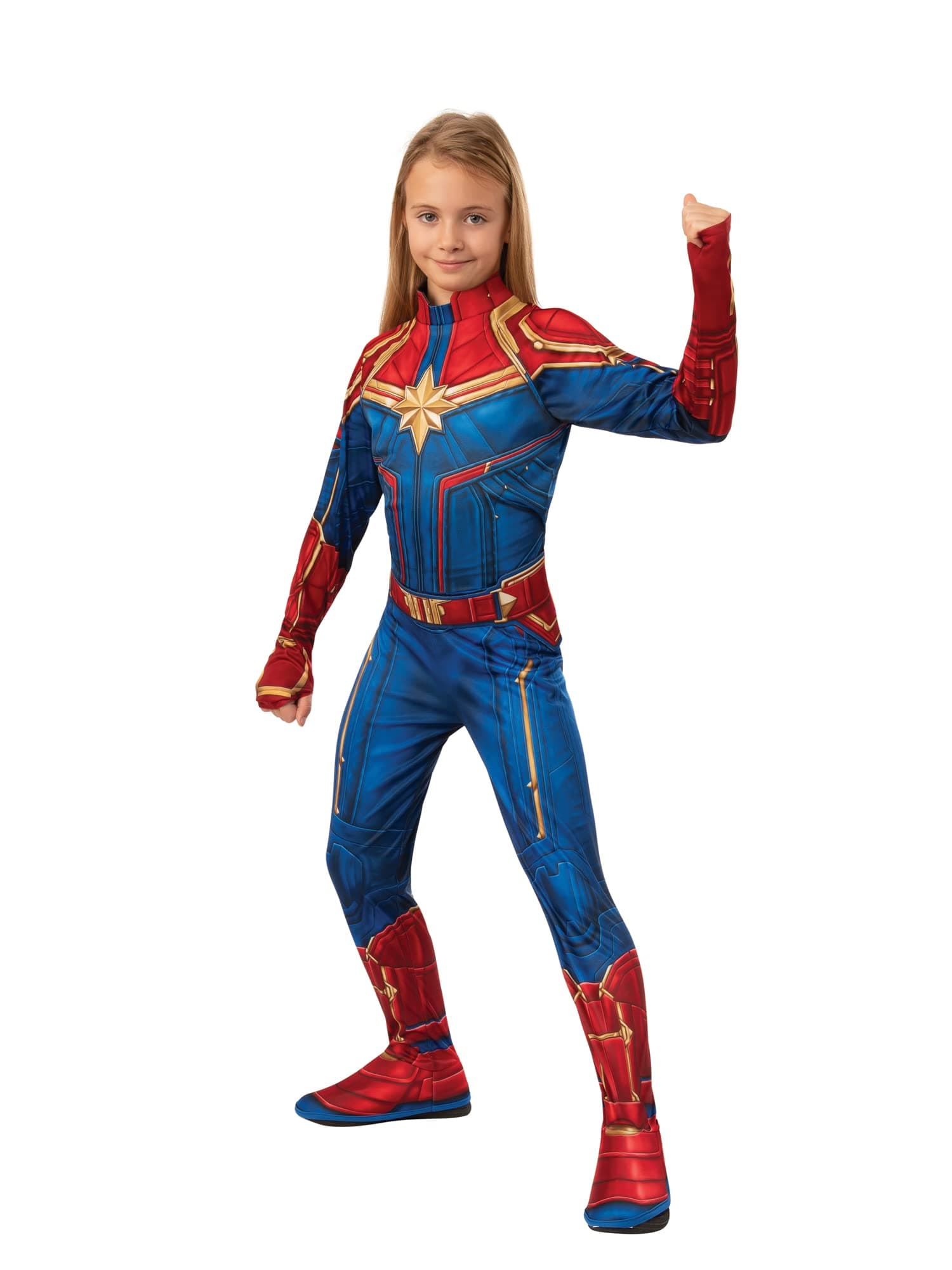 Captain Marvel Hero Costume Suit, Small Blue/Red