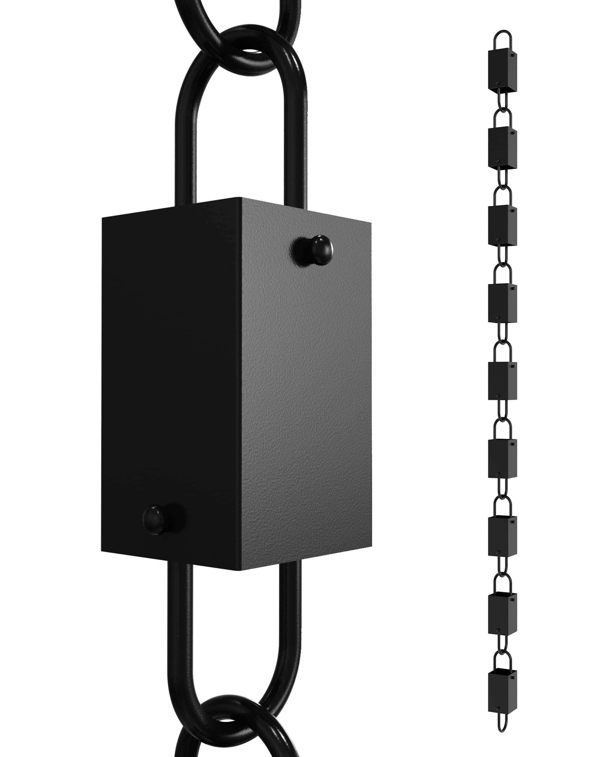 レインチェーンダイレクトスクエアリンクレインチェーンエクステンション、長さ3フィート、アルミニウム、ブラックパウダーコーティング、雨樋ダウンスパウトの機能的で装飾的な代替品