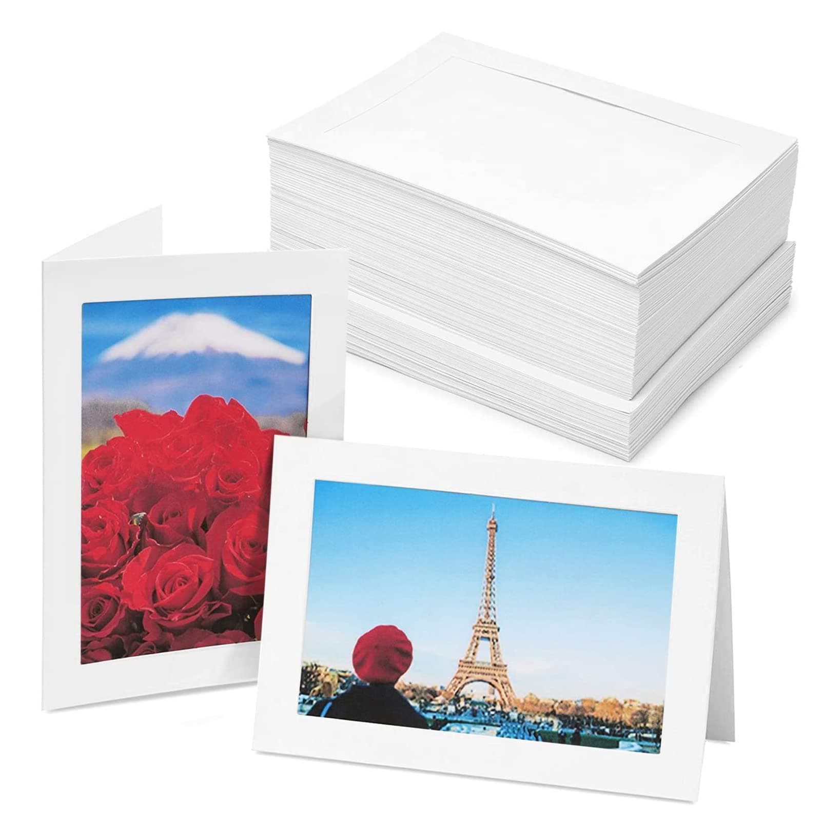 48 Pack Photo Insert Cards, Frame Cards 6x4 with Envelopes for 10x15 cm, Ideal for Wedding, Anniversary, and Graduation Pictures (White)