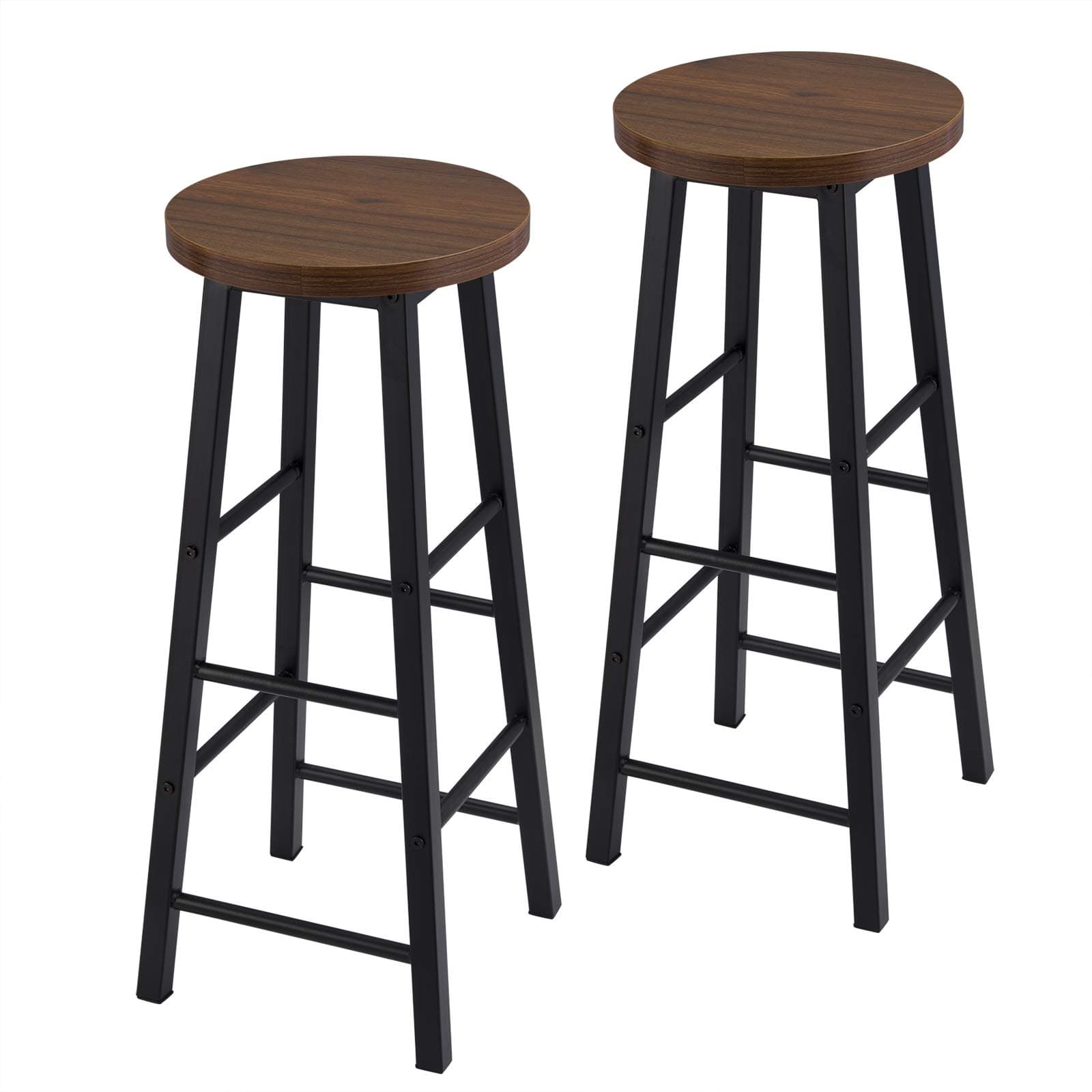 eSituro Bar Stools Dark Beech Barstools Set of 2 Solid Metal Bar Stools for Home Breakfast Bar Counter Kitchen Bar Stools with Footrest