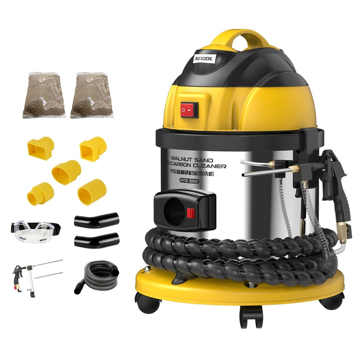 Walnut Blaster, Walnut Sand Blasting Kit Engine DE-Carbon Machine,Intake Manifold/Intake Valves/Exhaust Valves/Pipe Valve, Sand Blaster for Carbon Deposit Removal with 2kg Sandblasting Grit