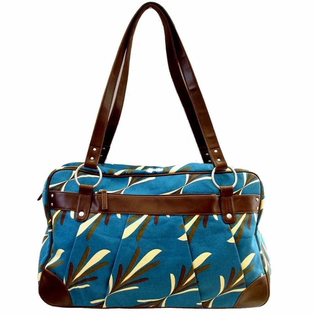 Pacific Design Kailo Chic Mod Squares Notebook Sleeve - Canvas - Green - Teal Leaf