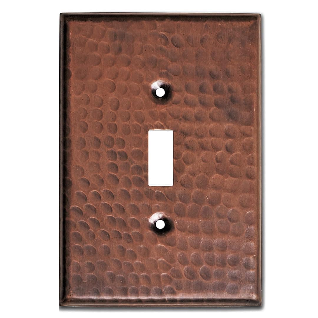 Monarch Abode Single Toggle Light Switch Cover Plate – 1-Gang Pure Copper Outlet Covers, Hand Hammered Decorative Outlet Cover Wall Plates, Light Switch Plate Covers for Electric Outlets, Pack of 1