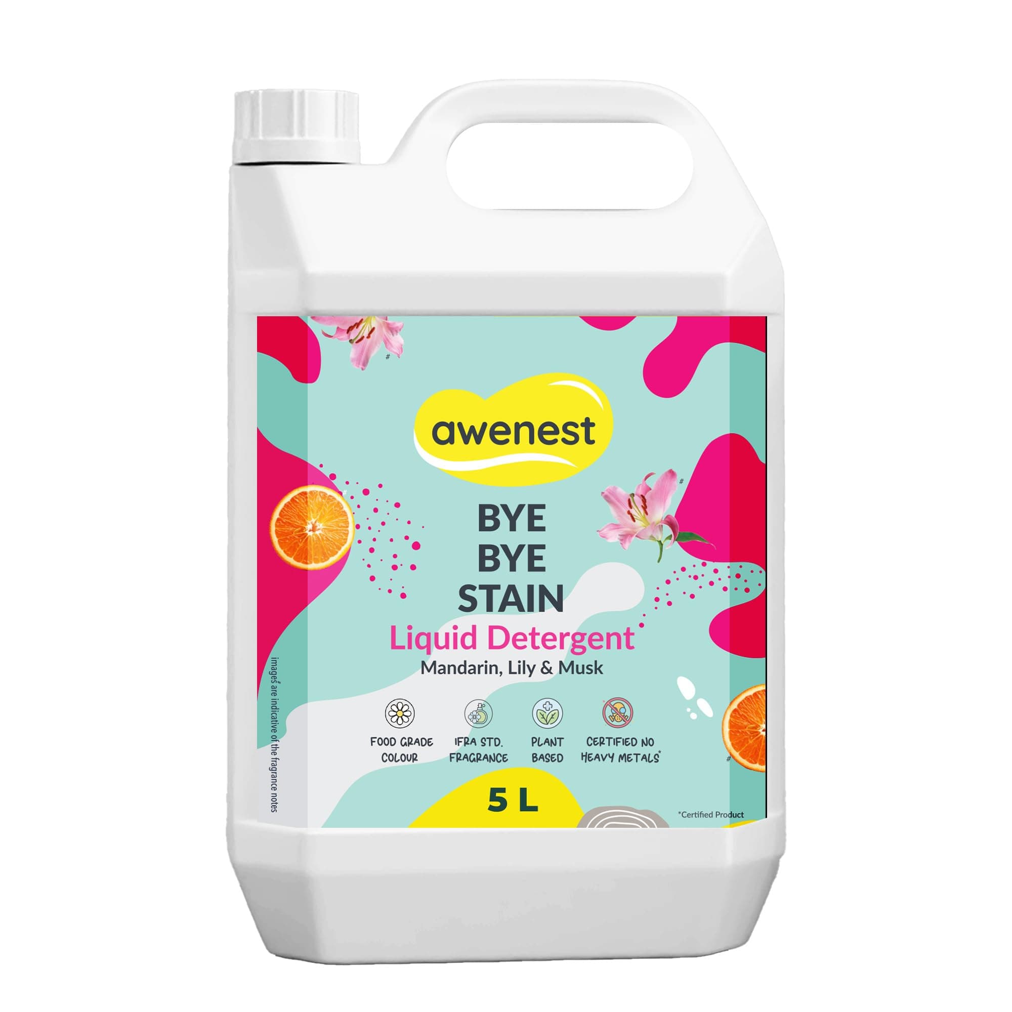 - awenest 5 L Natural Laundry Liquid | Plant-based Bioactives | Top and Front Load | Organic, Eco-friendly, Biodegradable, Herbal | Removes Tough Stains | Long Lasting Fragrance | Fresh, Soft Clothes