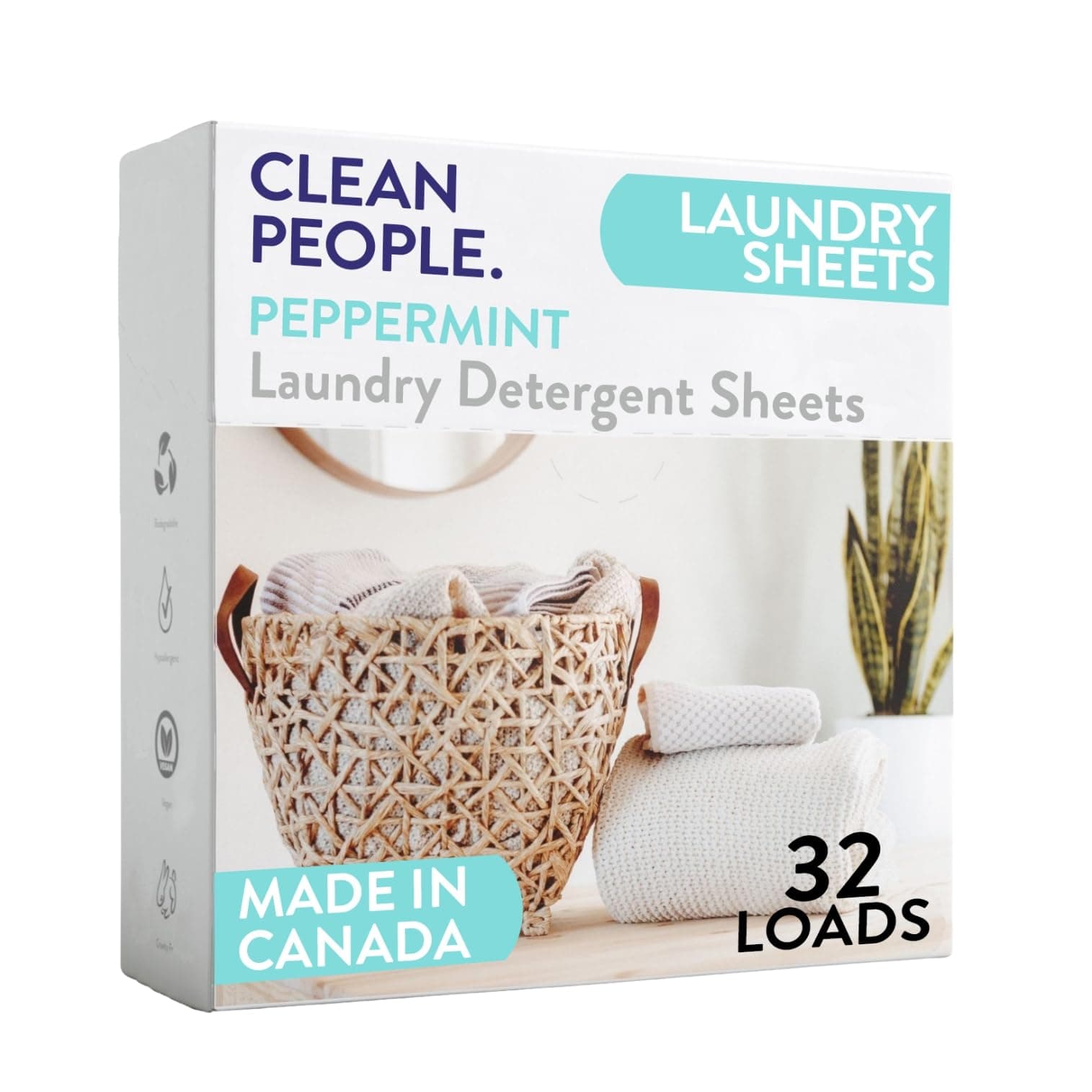 Laundry Detergent Sheets - Laundry Soap - Ultra Concentrated, Recyclable Packaging, Stain Fighting - Peppermint, 32 Pack