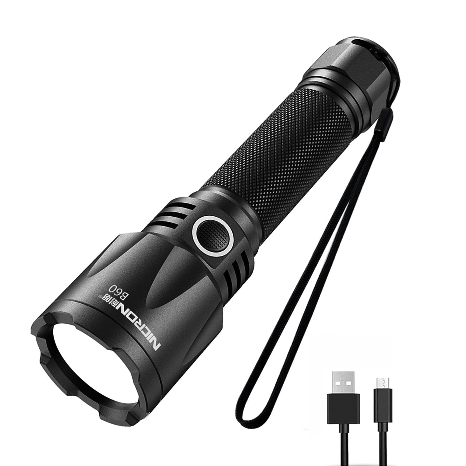 NICRON 1400Lumens Rechargeable Tactical Flashlight: Led Flashlight Small, Bright, Powerful for Camping, 2600mAh Battery Charged with Type C Cable