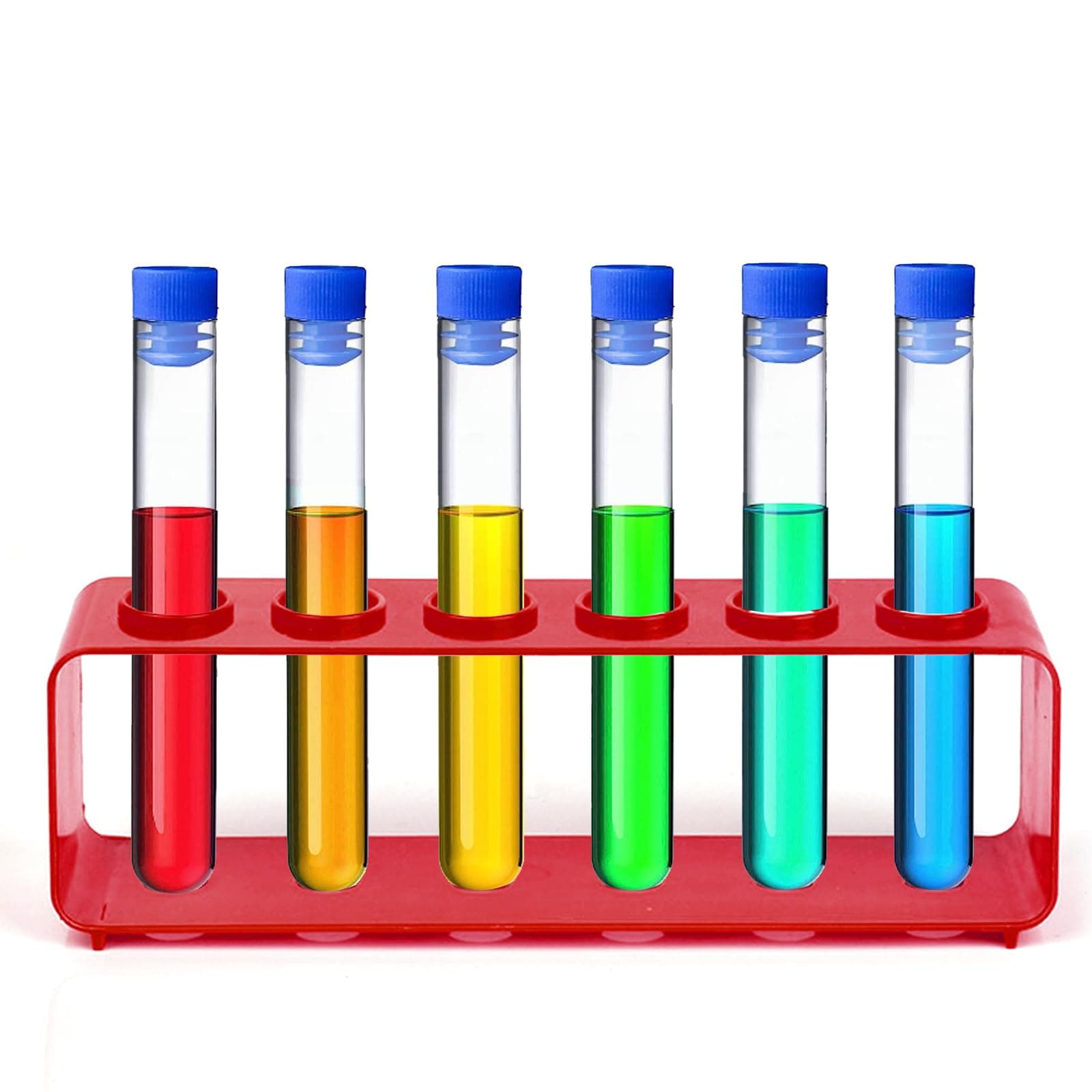 7 Pcs Plastic Test Tubes for Children, Plastic Tubes with Stand Kids Science Equipment Kids Water Play Educational Toy Home Science Kits for Boys and Girls