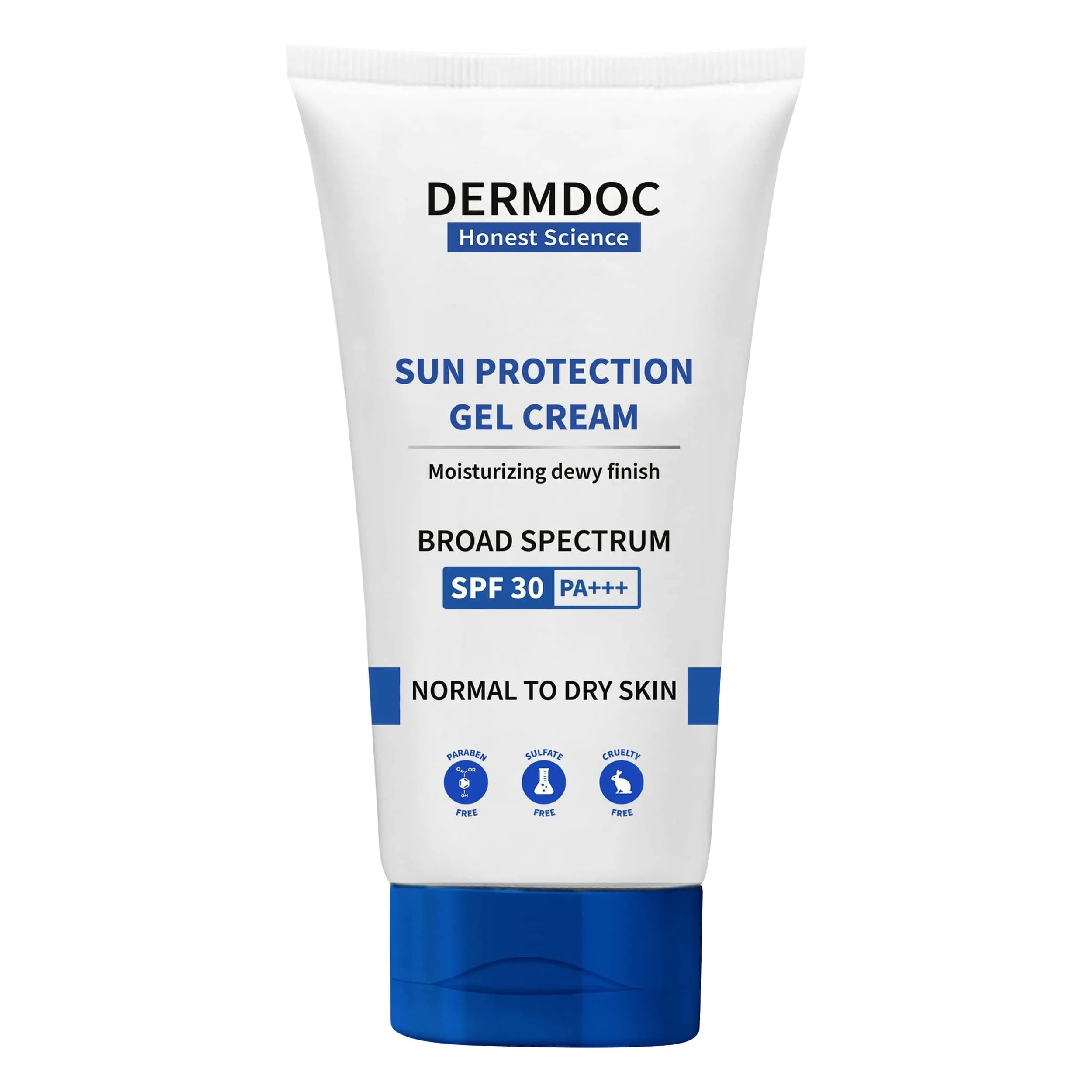 DermDoc UVA & UVB Broad Spectrum Sunscreen With SPF 30 & PA+++ For All Skin Types | 50 g | No White Cast | Water & Sweat Resistant | No Parabens & Sulphates