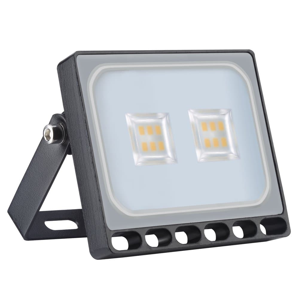 10W Led Flood Light, Missbee Thinner Lighter Outdoor Security Light, 1100Lm, Warm White 2800-3000K, IP67 Waterproof, Landscape Spotlights for garage, yard, lawn and Garden