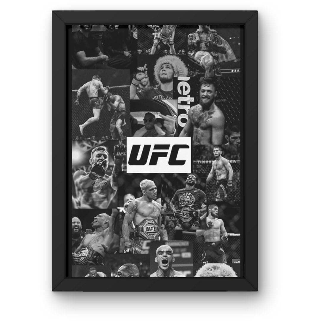 Rockery Frames UFC Collage Framed Poster - Mc gregor, Khabib Poster With Frame -A4 Size 8x12 Inches| 3mm Unbreakable Acrylic Glass |for Living Room, Bedroom, Office, Boys room, hostels