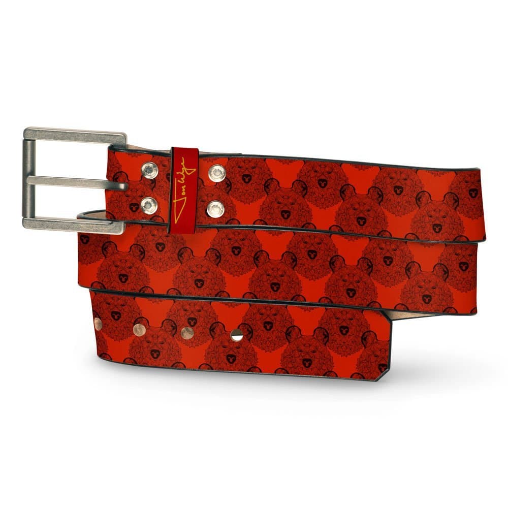 Stoic Grizzly Red Leather Belt