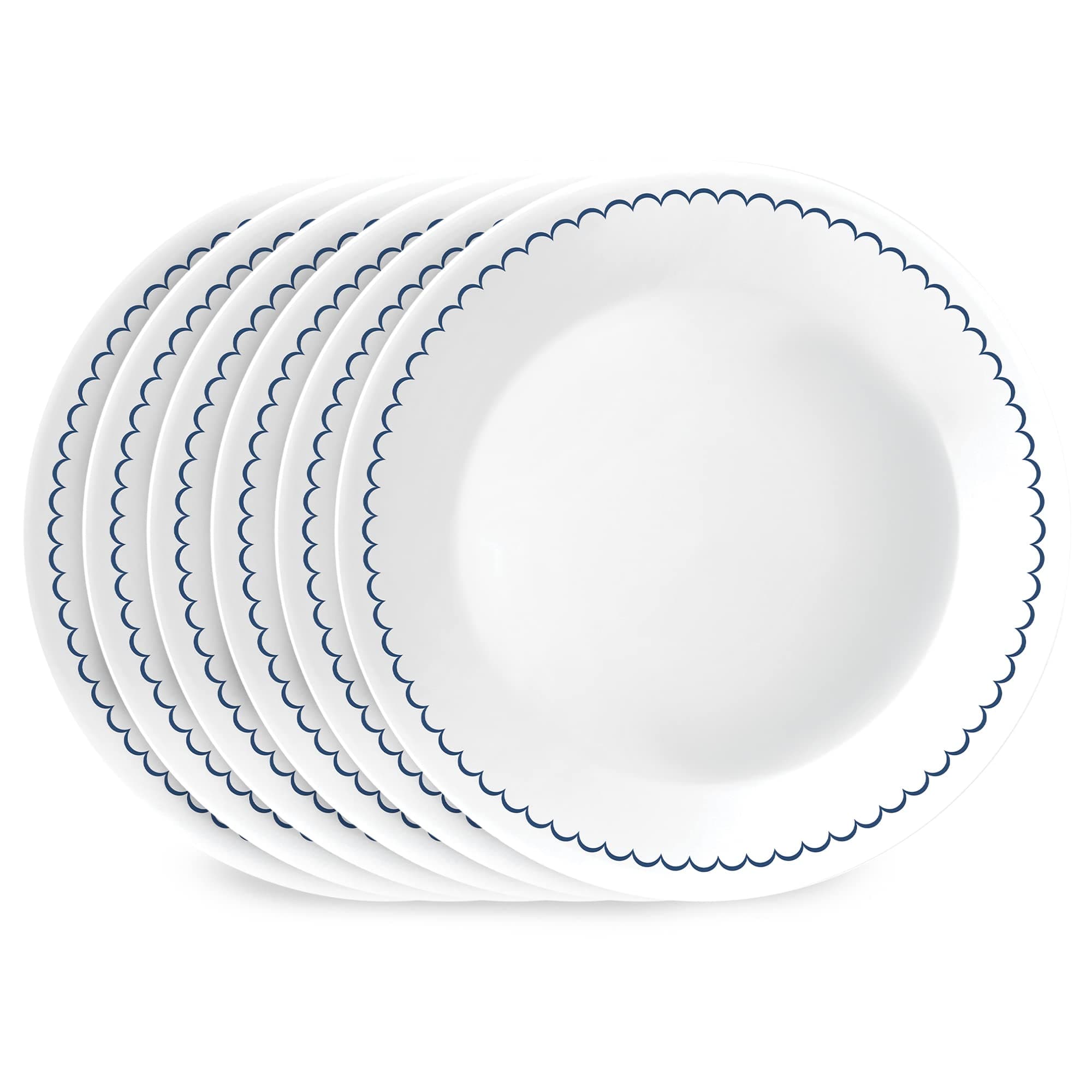Corelle 6-Piece 8.5" Lunch Round Plates, Vitrelle Triple Layer Glass, Lightweight Round Plates, Salad Plates, Chip and Scratch Resistant, Microwave and Dishwasher Safe, Caspian