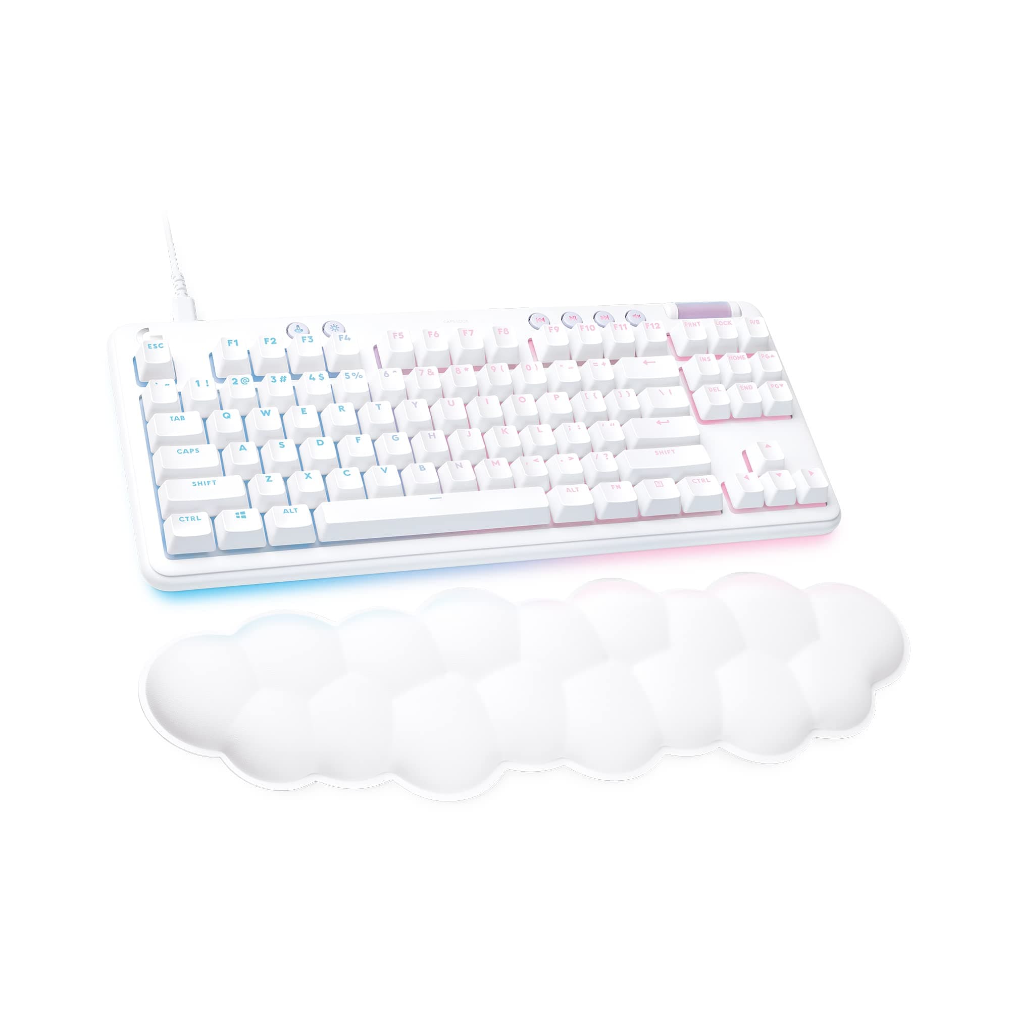 Logitech G713 Wired Mechanical Gaming Keyboard with LIGHTSYNC RGB Lighting, Linear Switches (GX Red), and Keyboard Palm Rest, PC and Mac Compatible - White Mist