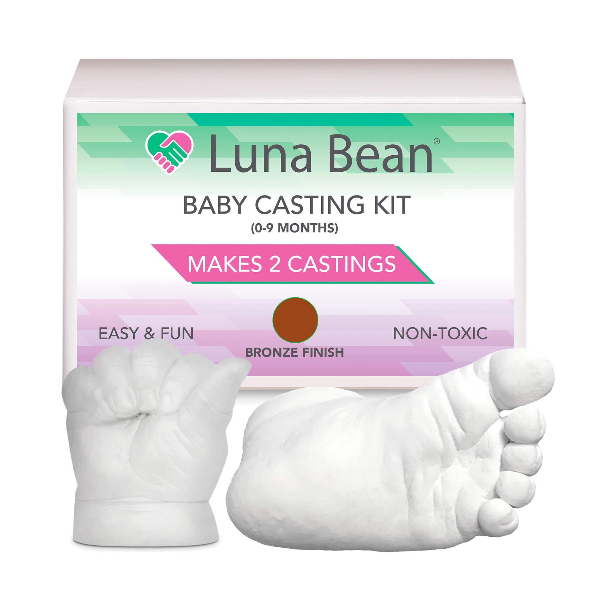 Luna Bean Infant Plaster Statue Casting Keepsake Kit - Cast Baby Hand & Foot (Bronze)
