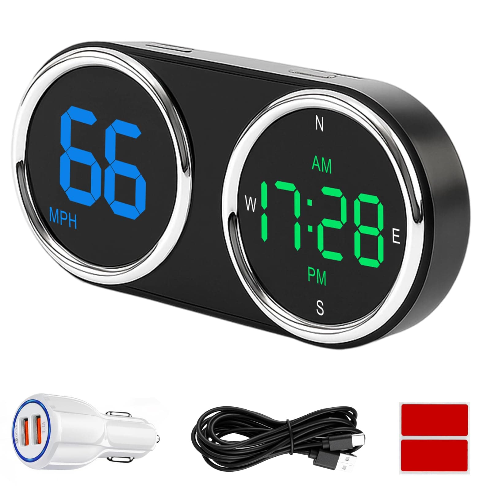 GPS Digital Speedometer for Car MPH, Universal HUD Speed Meter with LED Large Font, Plug Play for Car Truck Motor SUV Golf Cart All Vehicles (Colorful MPH KM/H Speedometer)