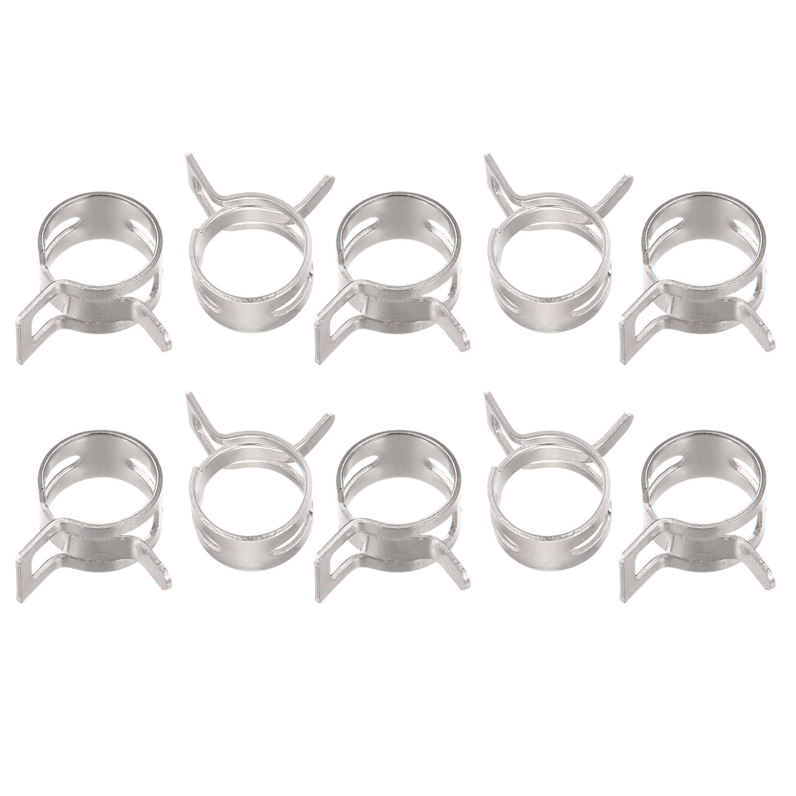 sourcing map 10pcs 12mm Spring Band Type Action Fuel/Silicone Vacuum Hose Pipe Clamp Low Pressure Air Clip Clamp, Nickel Plated