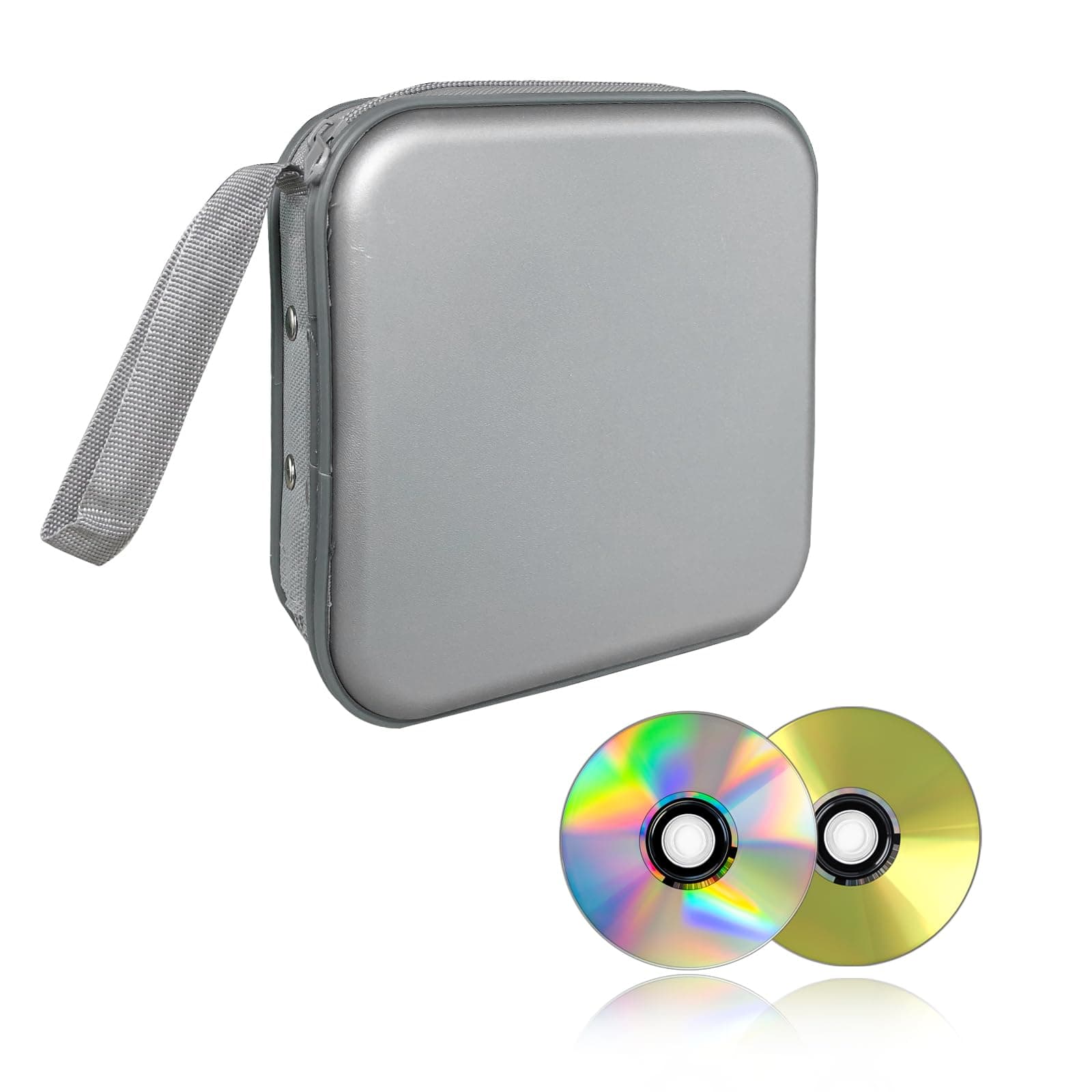 Augeny 48 Capacity CD Case, Portable DVD Hard Plastic Case Holder, Wallet Disc Storage Binder for Car, Home, Travel, Carrying Organizer, Universal Protective DVD Storage Zipper Box (Gray)