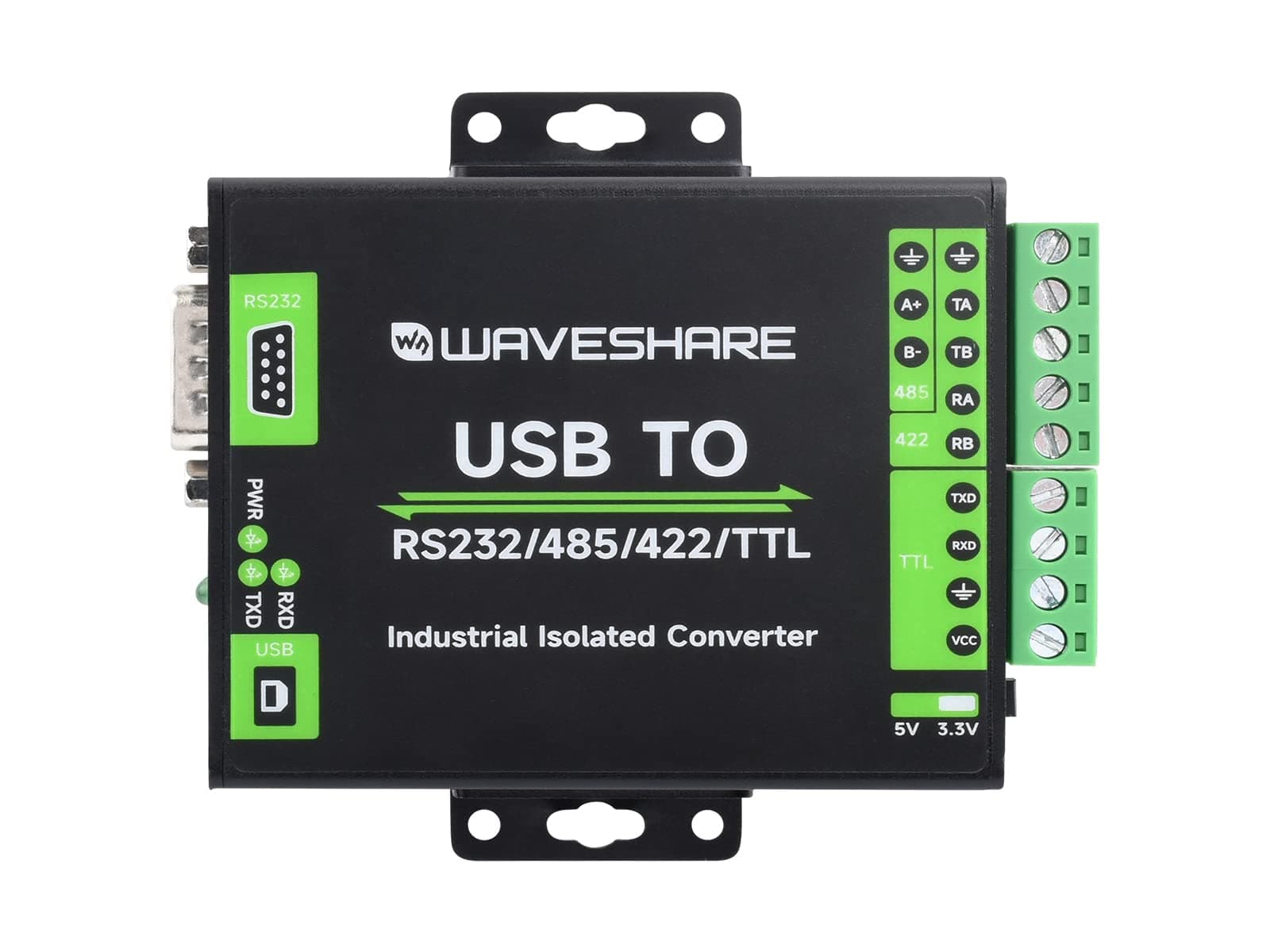 Waveshare FT232RNL USB TO RS232/485/422/TTL Interface Converter, Industrial Isolation, Compatible with Mac/Linux/Android/Windows 11/10/8.1/8/7