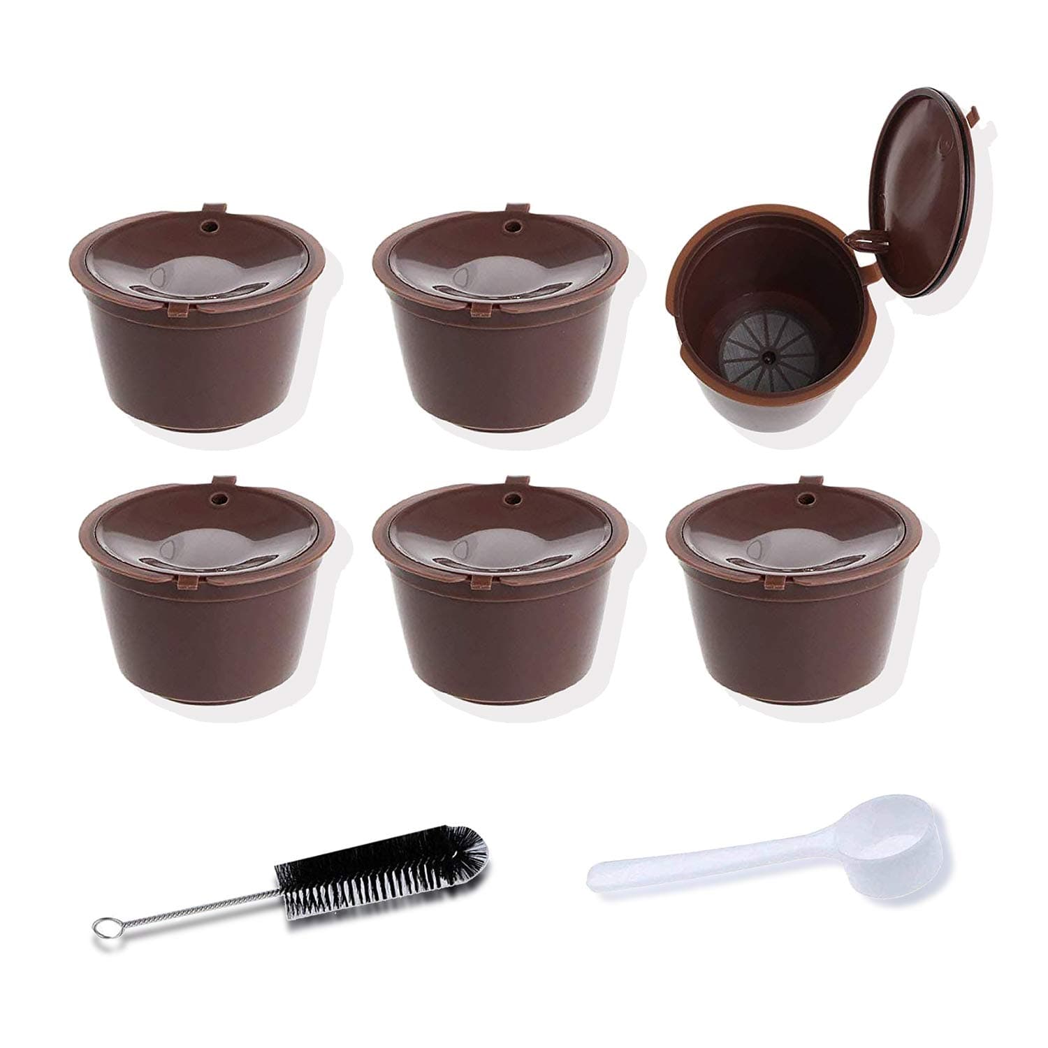 Poweka Refillable Coffee Capsules Pods Reusable Coffee Filter for Dolce Gusto Coffee Maker with Spoon and Cleaning Brush