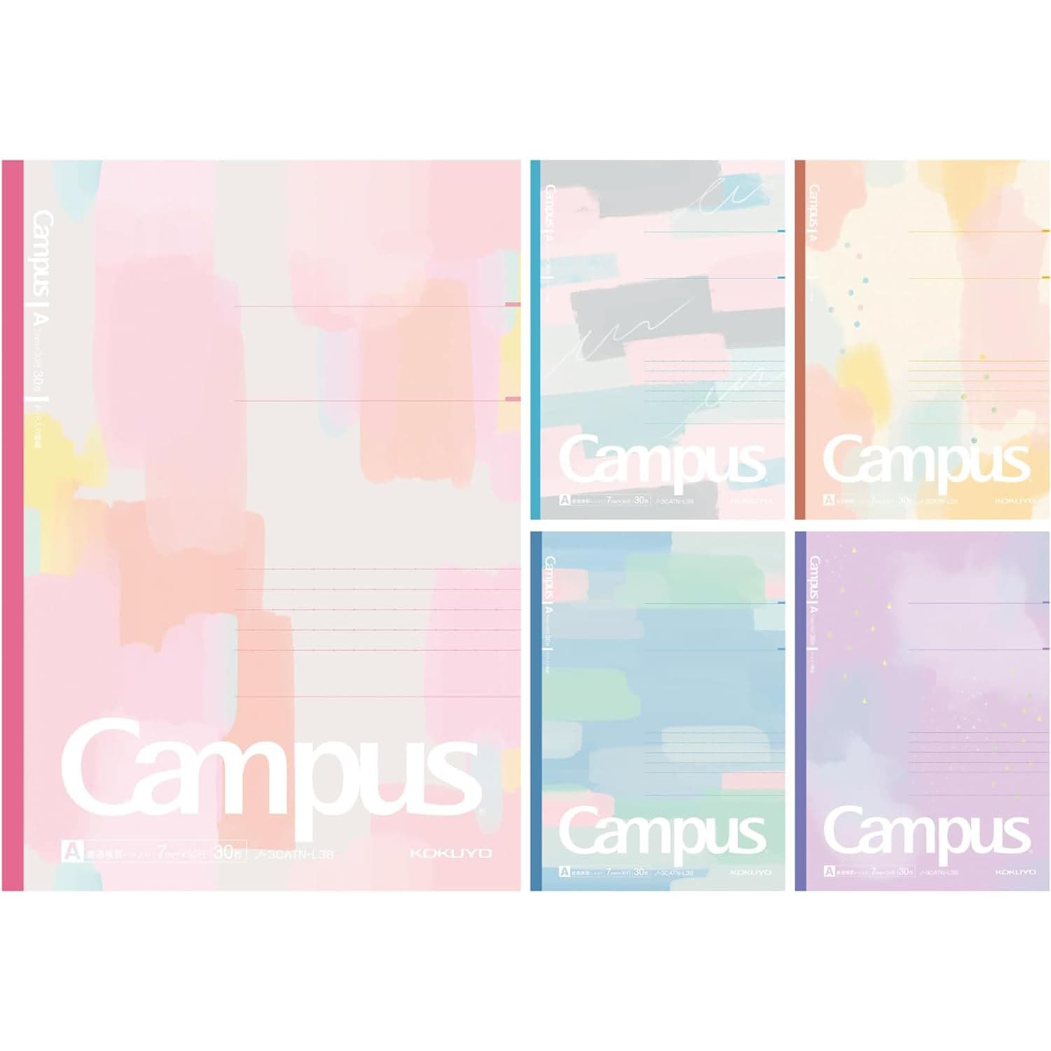 KOKUYO Campus Notebook, Dot A 7mm Ruled, Semi-B5, 30 Sheets, 30 Lines, Pack of 5, 5 Acrylic Palette Limited Edition, Japan Import (NO-3CATN-L38X5)