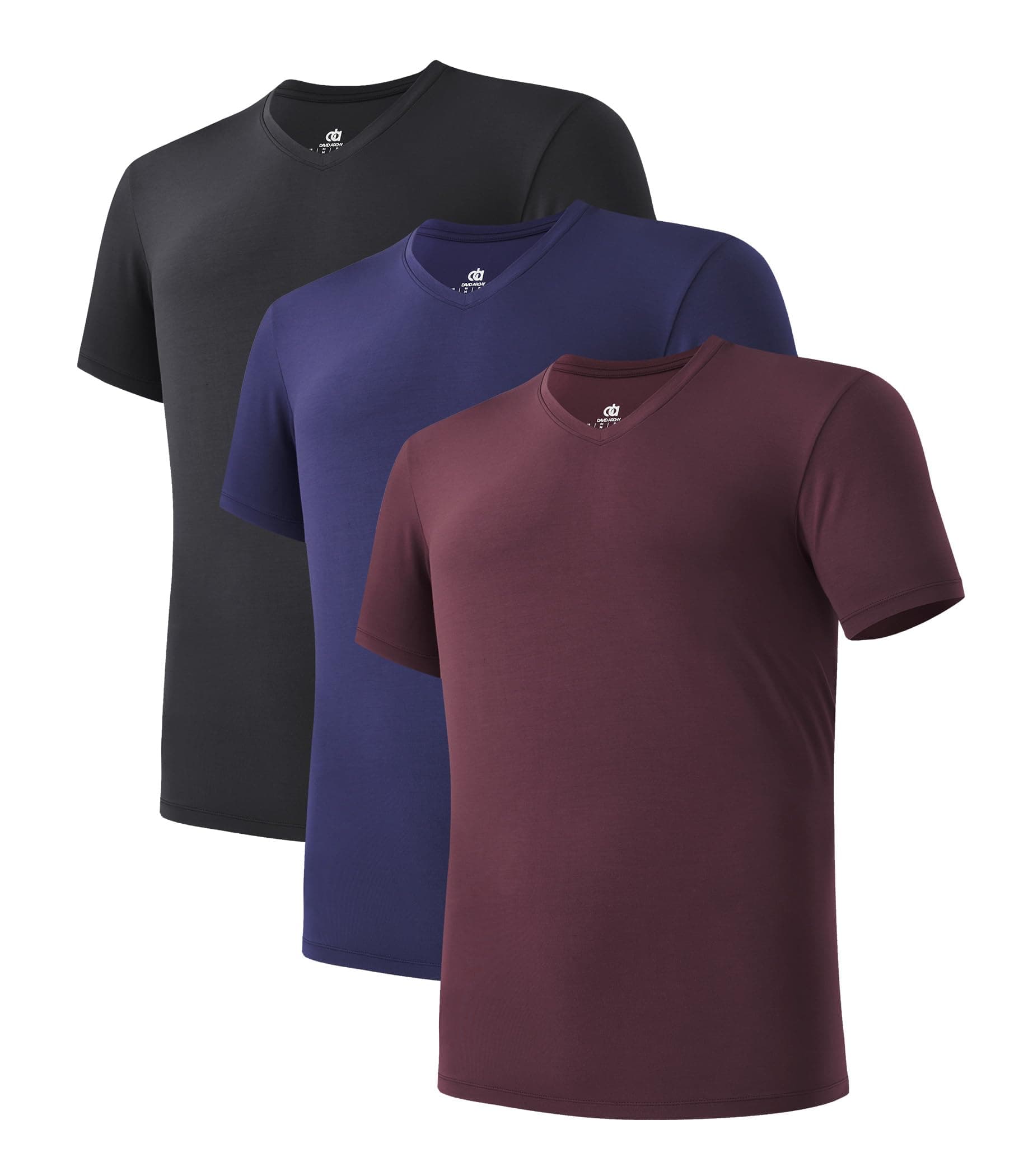 Men's Undershirts Micro Modal Ultra Soft T-Shirts Stretch Moisture-Wicking Crewneck/V-Neck Tees for Men, 3-Pack