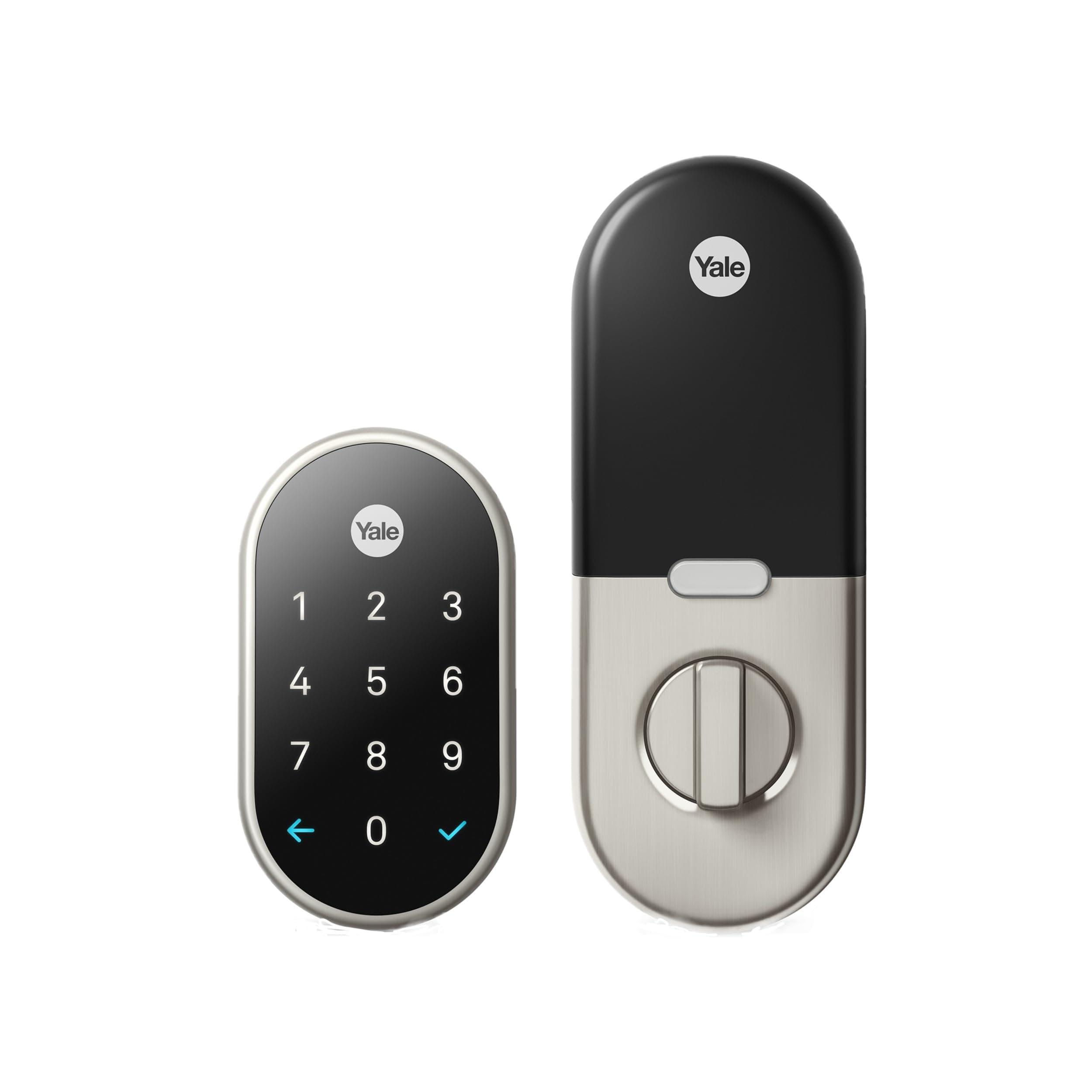 Nest x Yale Lock - Tamper-Proof Smart Lock for Keyless Entry - Keypad Deadbolt Lock for Front Door - Satin Nickel