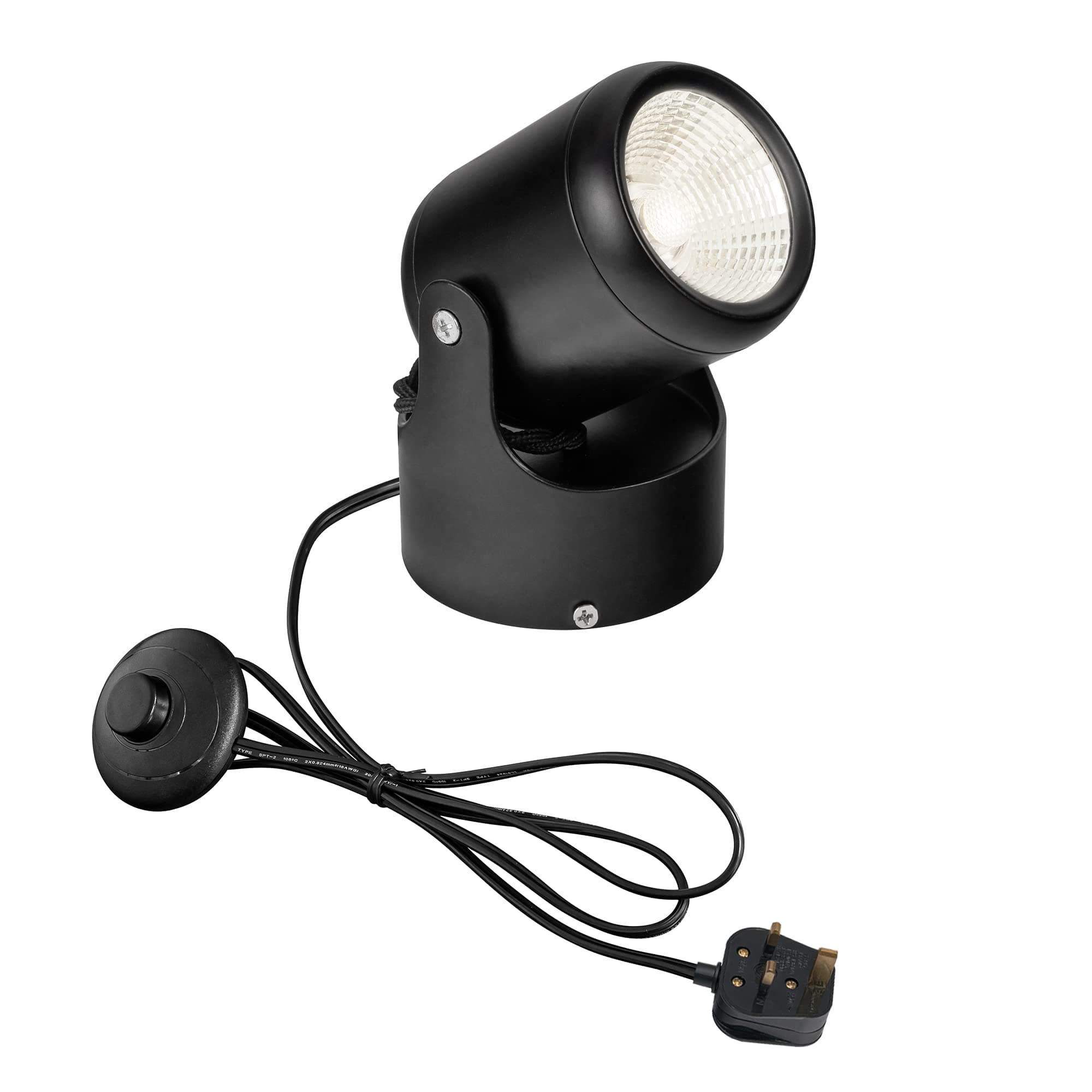 5 Wattage LED Accent Uplight with Plug-in Foot Control On Off Switch, Handheld Sized Portable Spot Light, Black