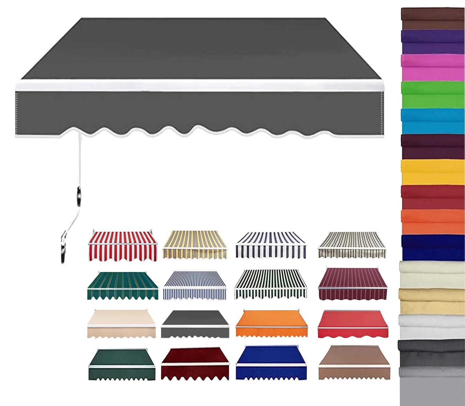 Retractable Patio Awning Replacement Fabric (Without Frame) Waterproof Shade Sun Shade Awning Cover Outdoor Patio Canopy Sunsetter Deck Awnings Polyester(H,(13x10ft) 4x3m)