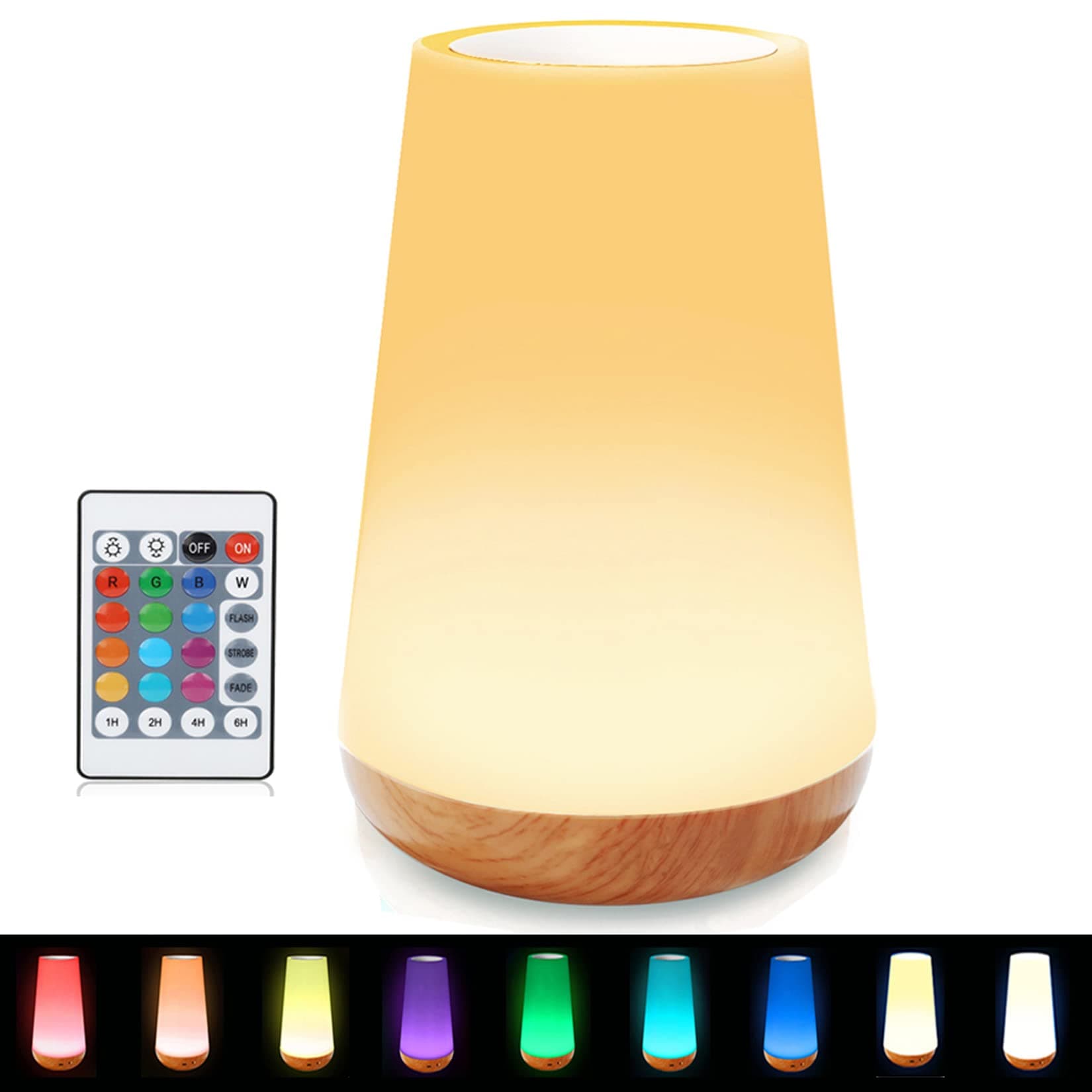LED Night Light Touch Lamp Bedside Table Lamp for Kids Bedroom Rechargeable Dimmable with Remote Control Warm White Light RGB Color Changing