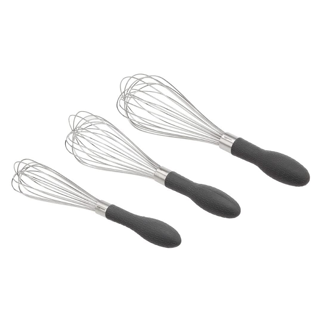 3-Piece Stainless Steel Wire Whisk Set, Black