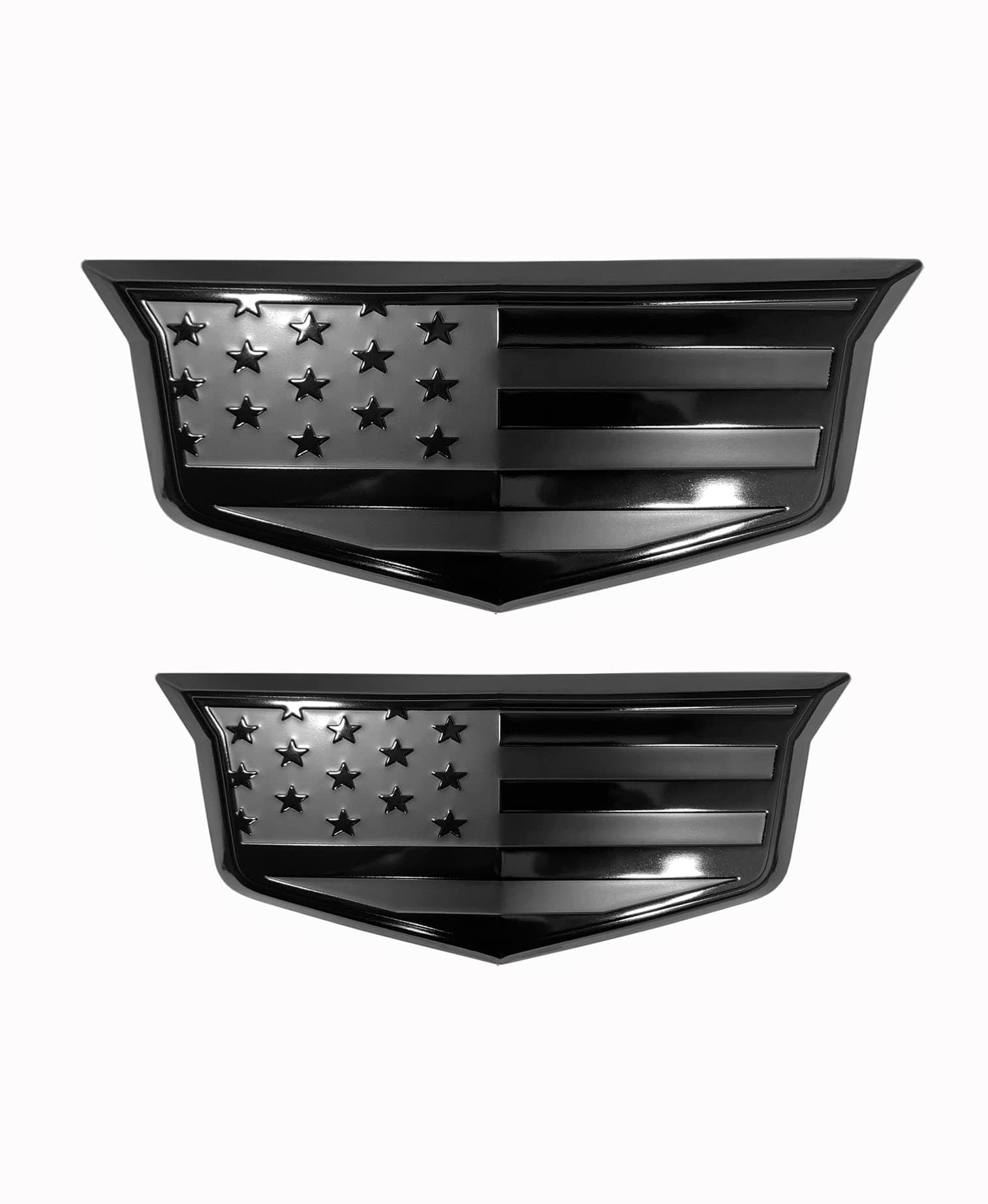 eVerHITCH American Black Flag Aluminum Overlay Grill Front Taigate Emblems Set for Escalade 2015-2020