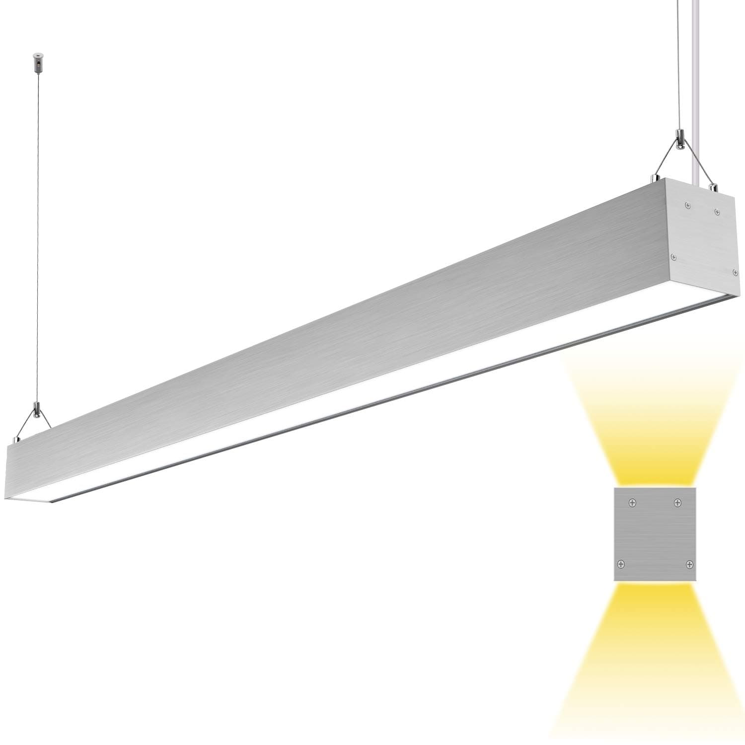 LED Architectural Suspended Direct Indirect Linear Channel Light, 4FT 50W 3000K/4000K/5000K CCT Selectable, Dimmable Office Lighting Fixture for Commercial Places, 5500lm ETL 1 Pack