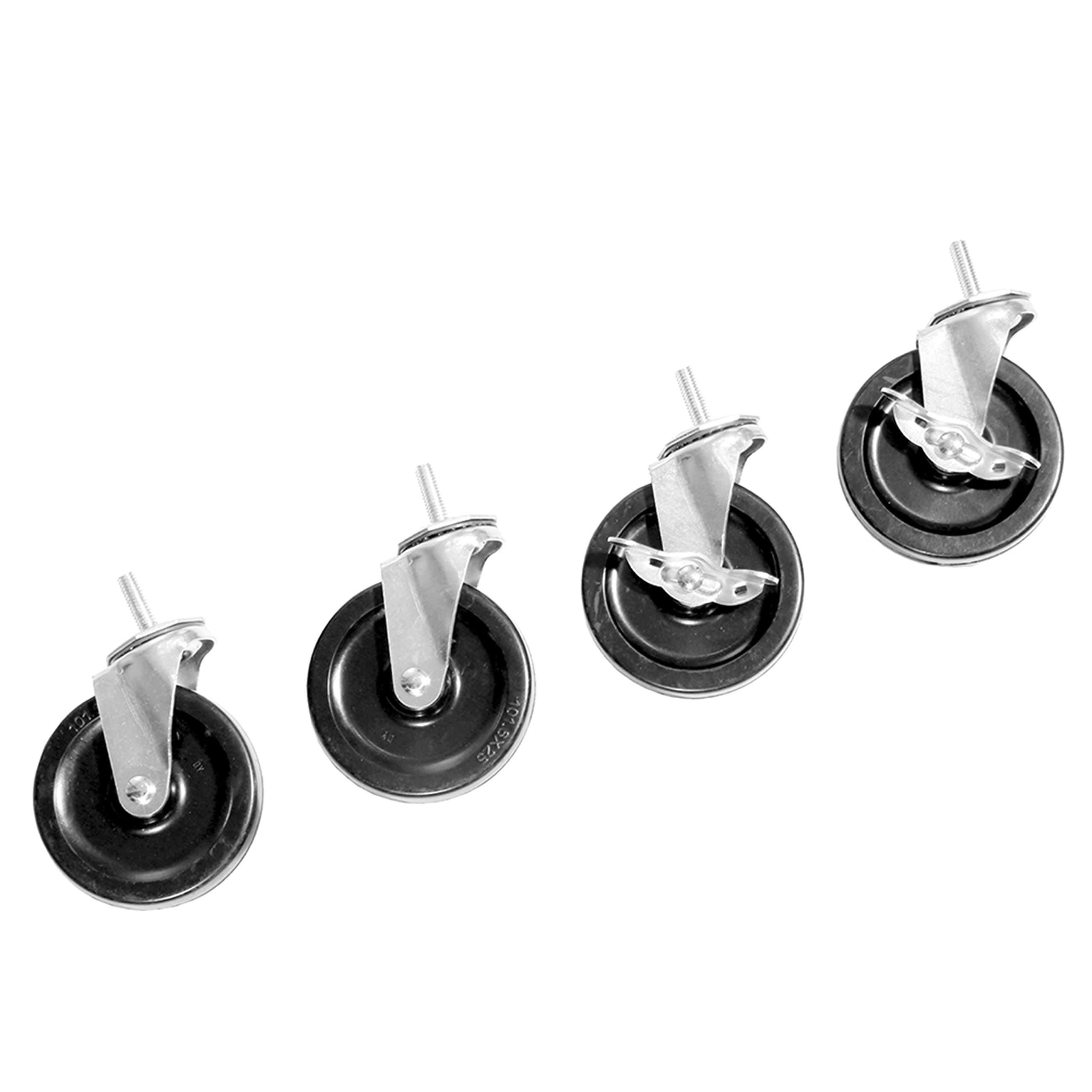 Seville Classics Heavy Duty Stem Threader Swivel Locking Casters Set of 4 Wheels, for Office, Kitchen, Garage, Warehouse, Steel, 3" Diameter, Shelving Wheel