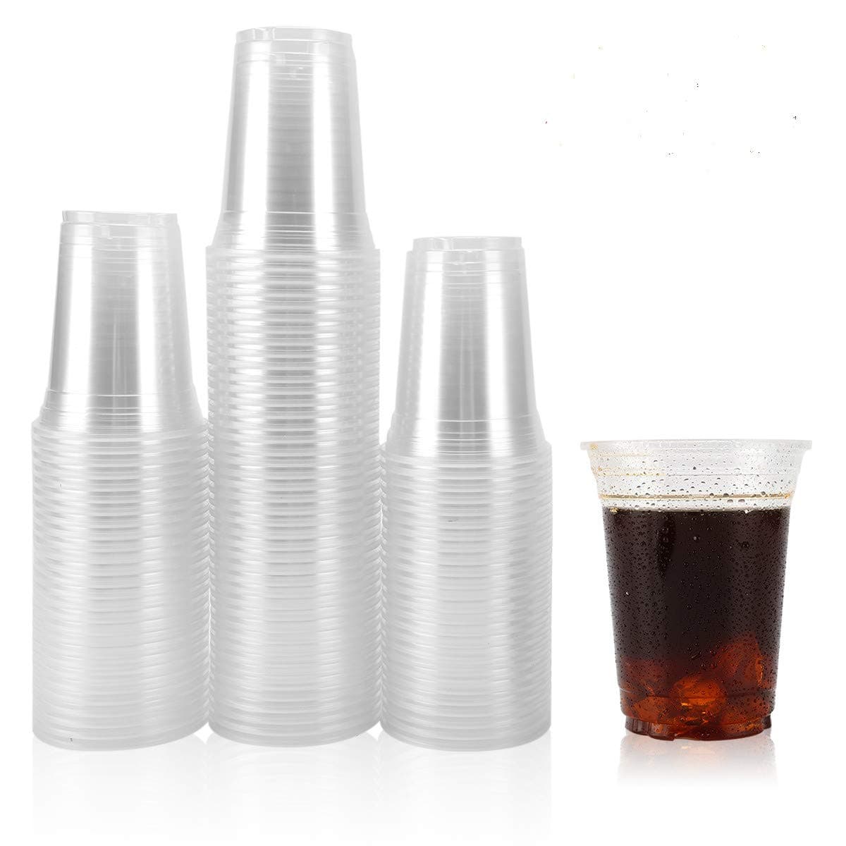 Disposable Clear Plastic Cups - 100 Pack, 14 Oz Water Cups