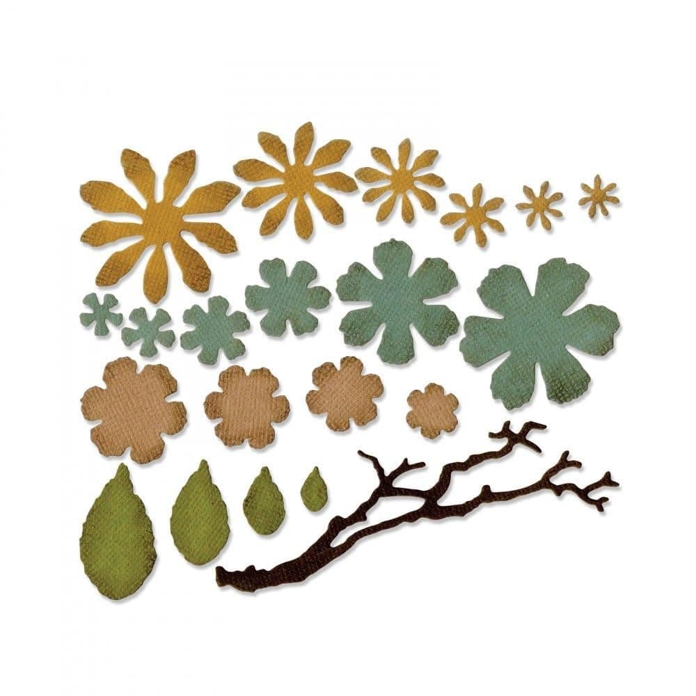 Multi Color, Thinlits Die Set 661806, Tattered Florals by Tim Holtz, 21 Pack, One Size (SIZ661806)