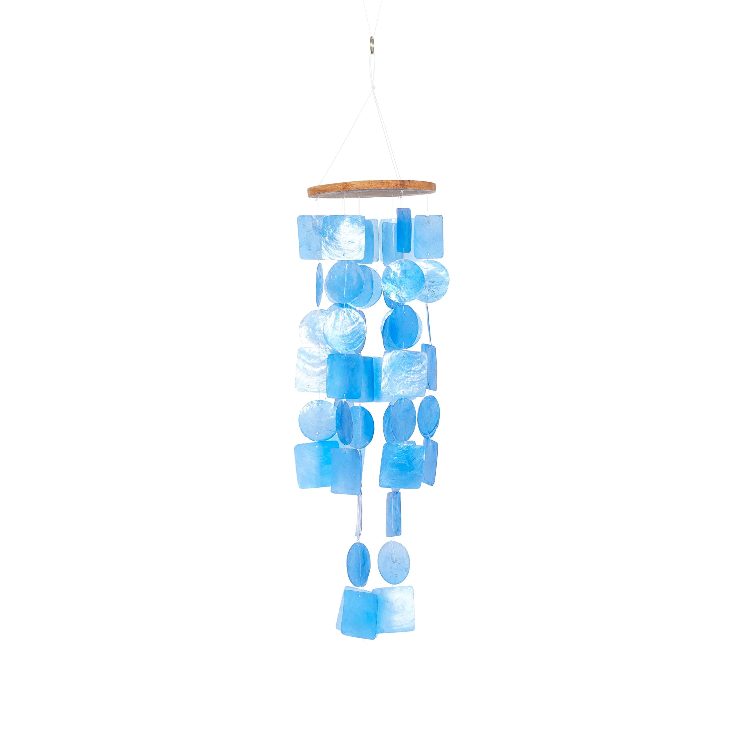 Deco 79 Capiz Shell Waterfall Windchime, 26" x 6" x 6", Blue