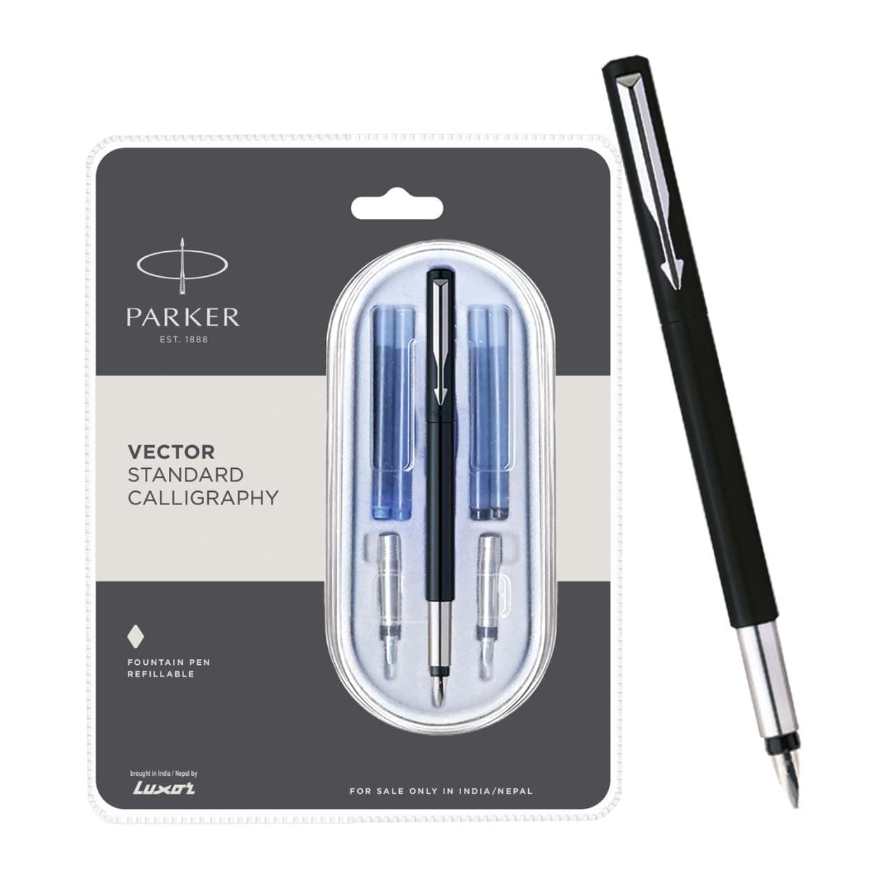 Vector Standard Calligraphy CT Fountain Pen (Black), 1 Count (Pack of 1) (9000017373)