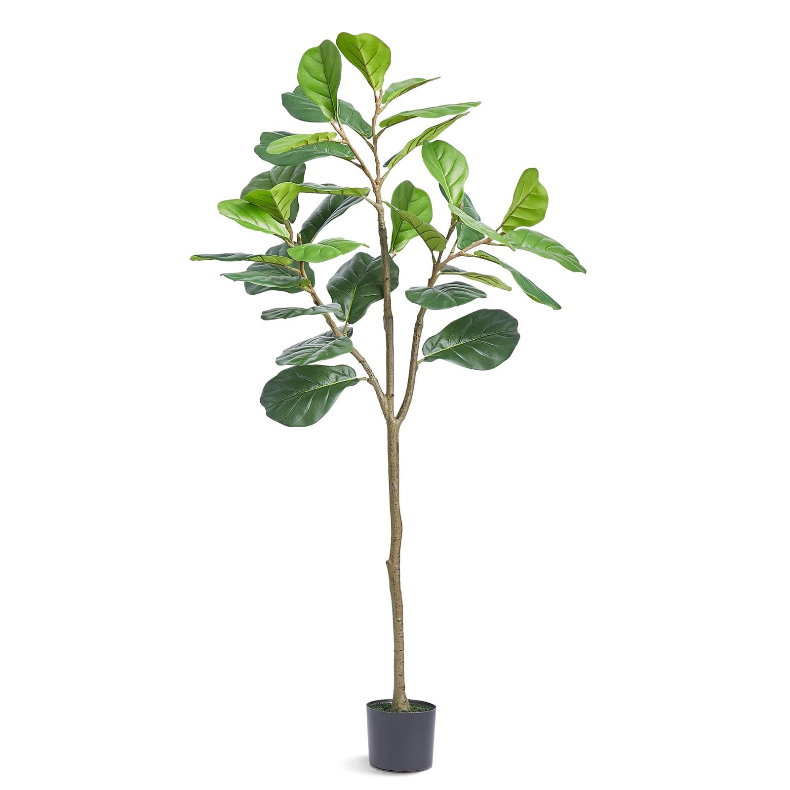 VEVOR Artificial Fiddle Leaf Fig Tree, 5 FT, Secure PE Material & Anti-Tip Tilt Protection Low-Maintenance Faux Plant, Lifelike Green Fake Potted Tree for Home Office Warehouse Decor Indoor Outdoor