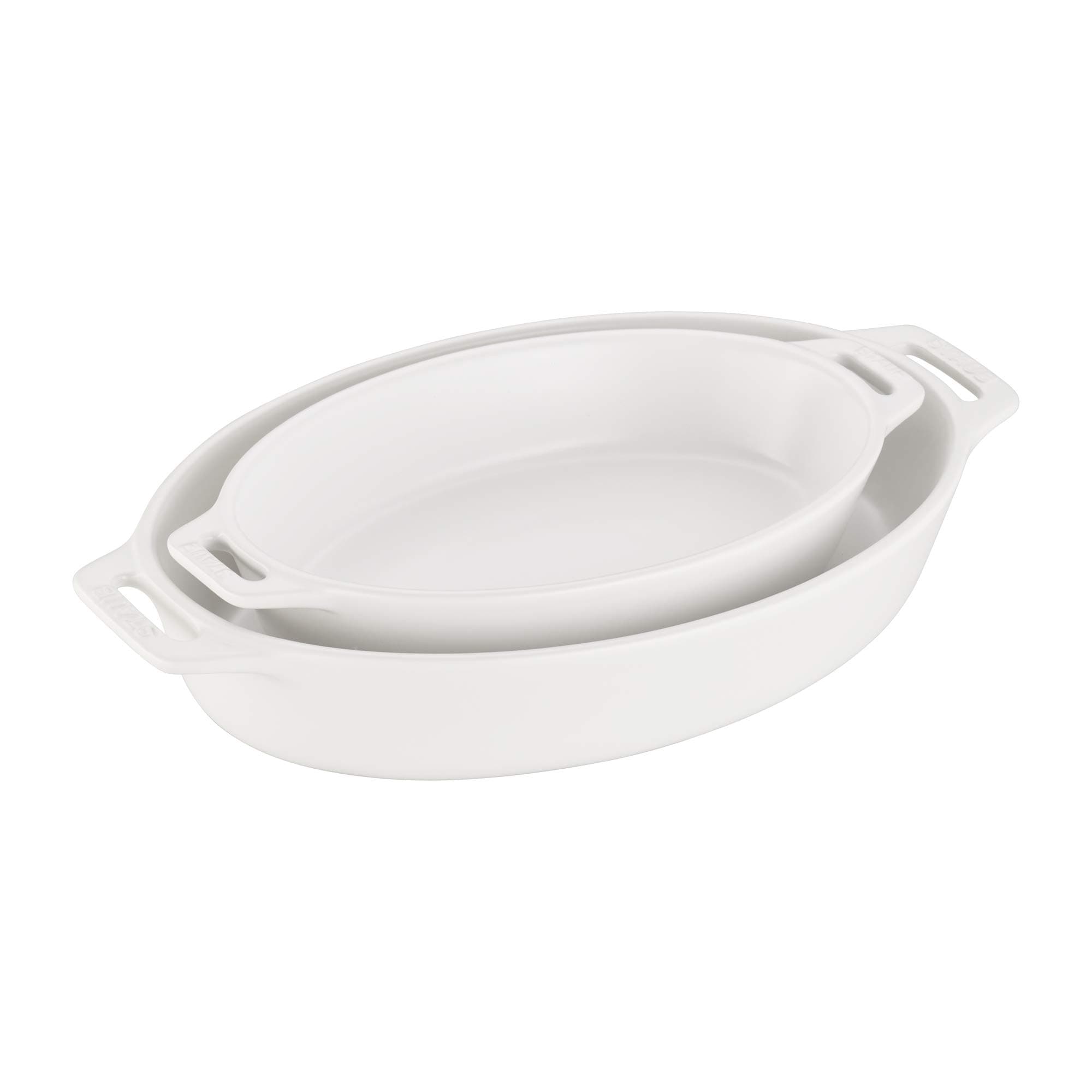 STAUB Ceramics Oval Baking Dish Set, 2-piece, Matte White