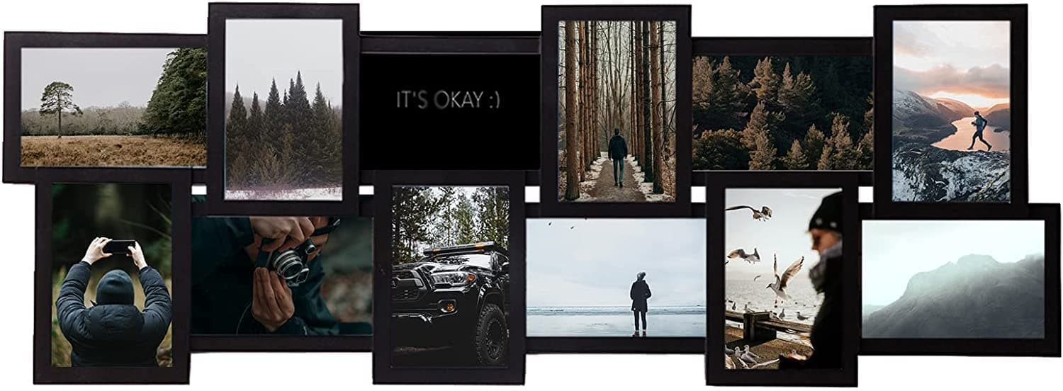 J.M.Deco 12 Opening Collage Picture Frame Wall Decor, 4x6 Photo Frame Collages for Gallery, Wedding/Christmas Gifts, One-Piece, Classic Black