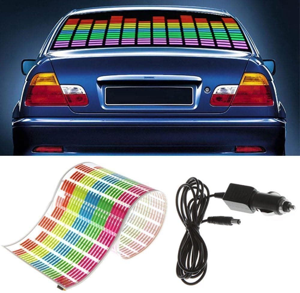 WONFAST Sound Music Beat Activated Sensor Car Sticker Equalizer Glow Rhythm LED Flash Light Audio Voice Rhythm Lamp,90X25cm (Multicolor)