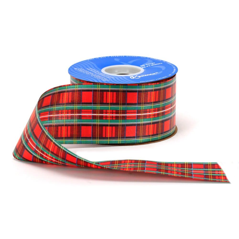 2-1/2-Inch Wide by 50 Yard Spool Tartan Holiday Craft Ribbon, Red