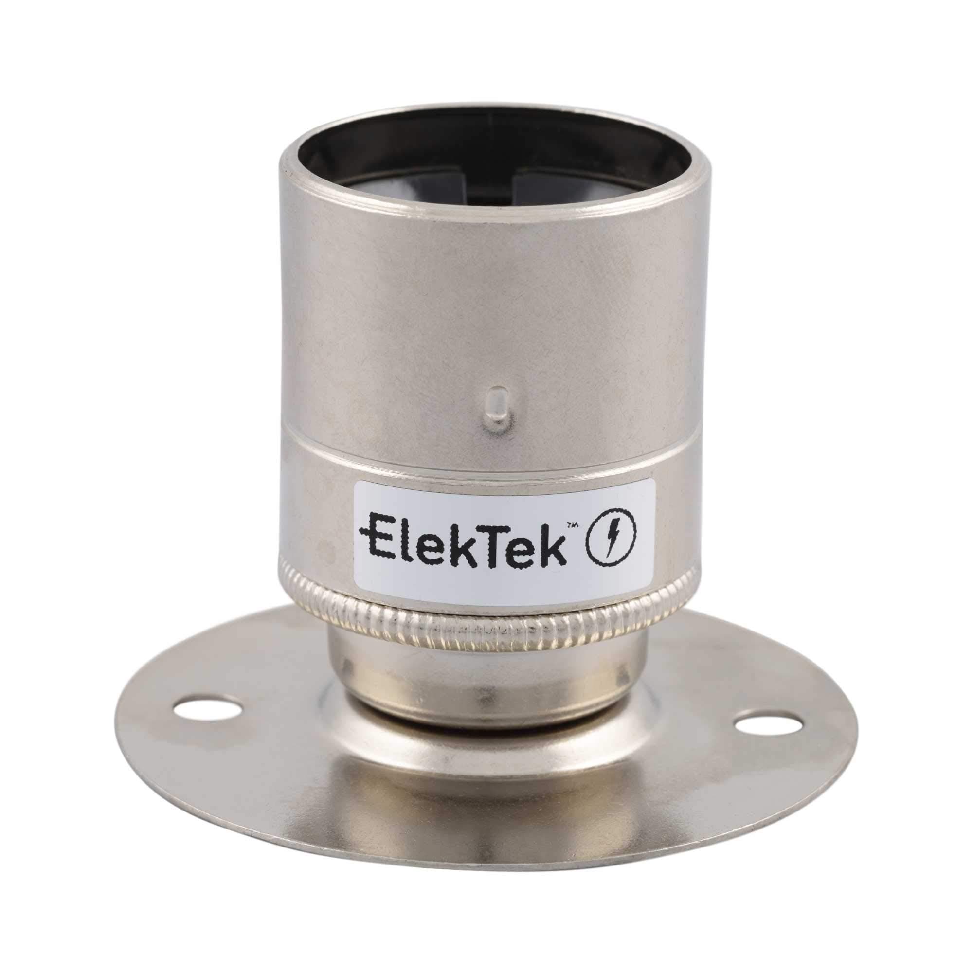 ElekTek ES E27 Batten Lamp Bulb Holder with Plain Skirt Ideal for Vintage Filament Bulbs Nickel