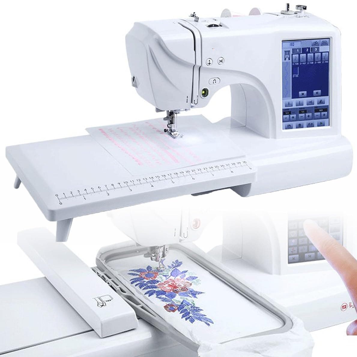 Automatic Sewing Machine Electric Embroidery Machine 158 Built-in Designs with 4"" x 9.2"" Embroidery Area and LCD Touch Screen, 210 Built-in Letters and 30 Pattern Borders, Sewing Made Easy