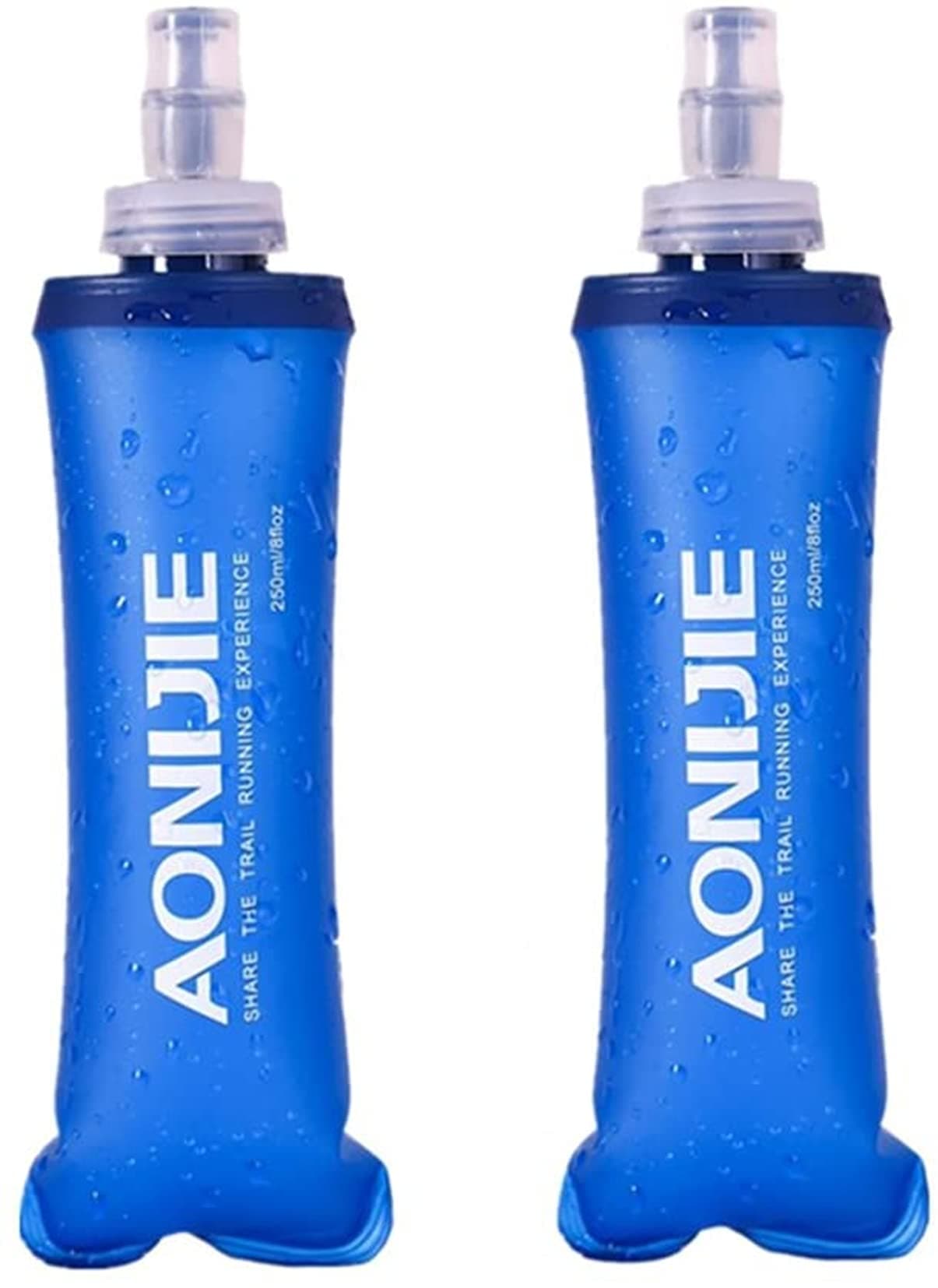 AONIJIE2PCS Foldable TPU Hydration Water Bottle Soft Flask for Running Camping Hiking Bicycle (250ML)